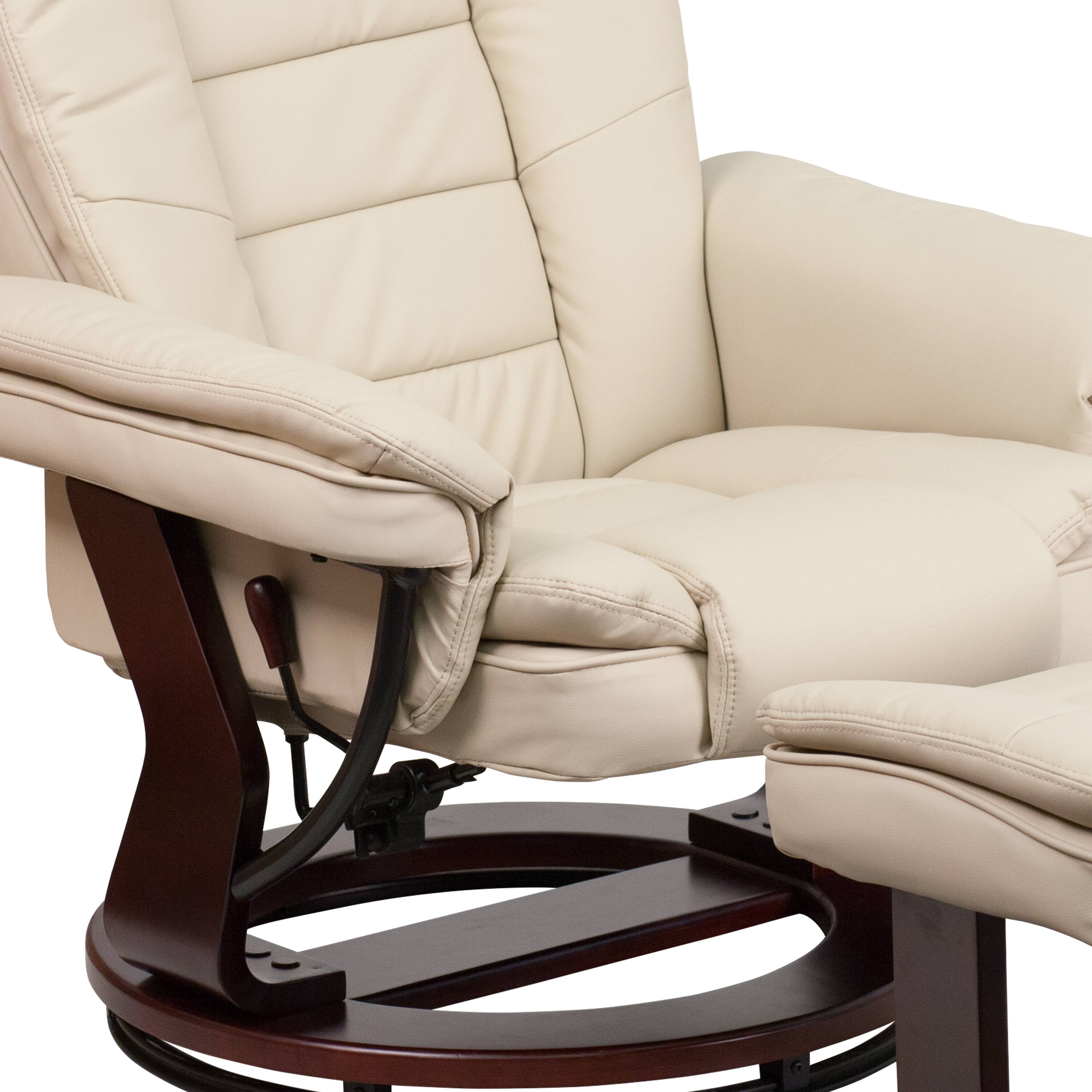 Alt View 10. Emma + Oliver - Multi-Position Stitched Recliner & Ottoman with Swivel Base - Beige.