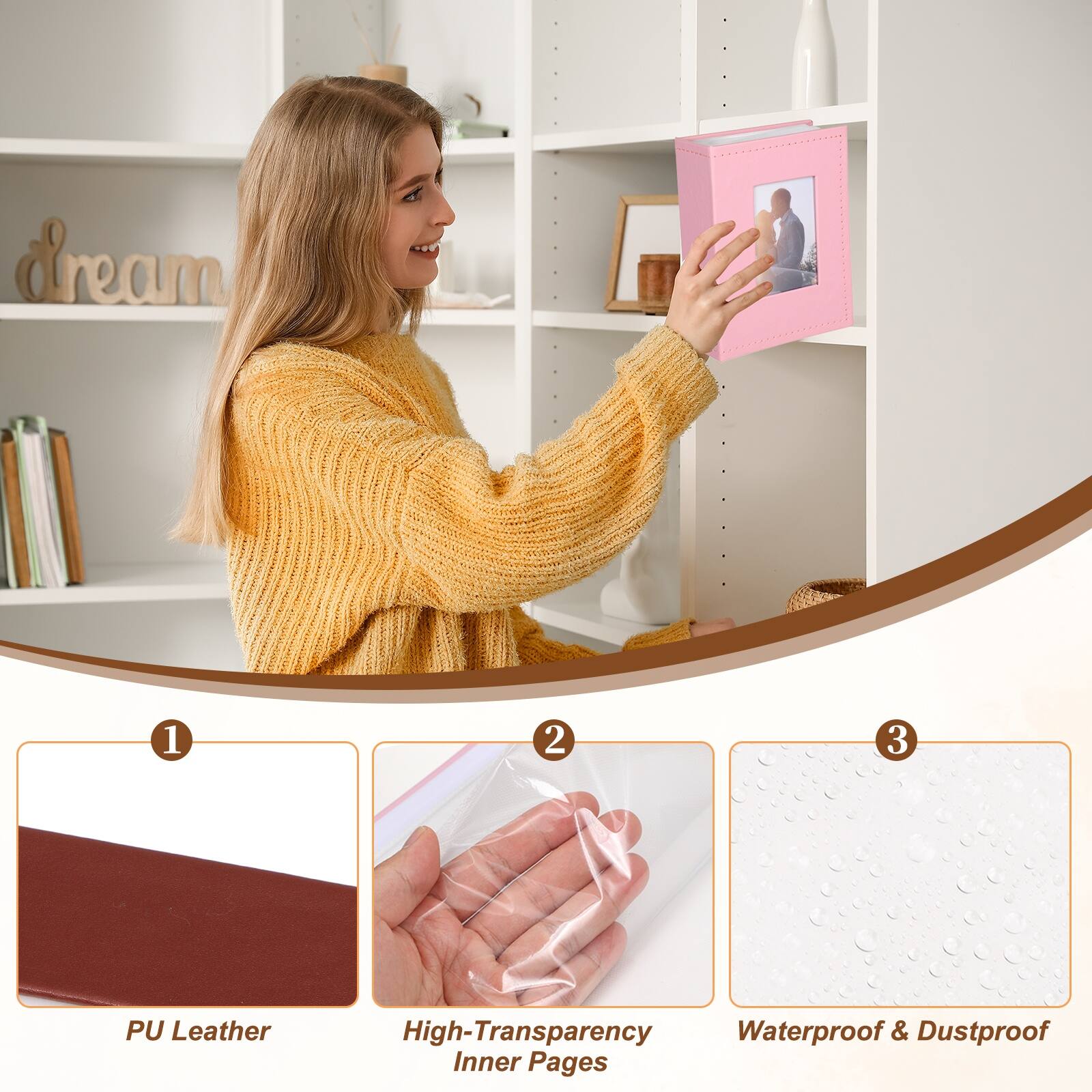 dream
1
2
3
PU Leather
High-Transparency Waterproof & Dustproof Inner Pages