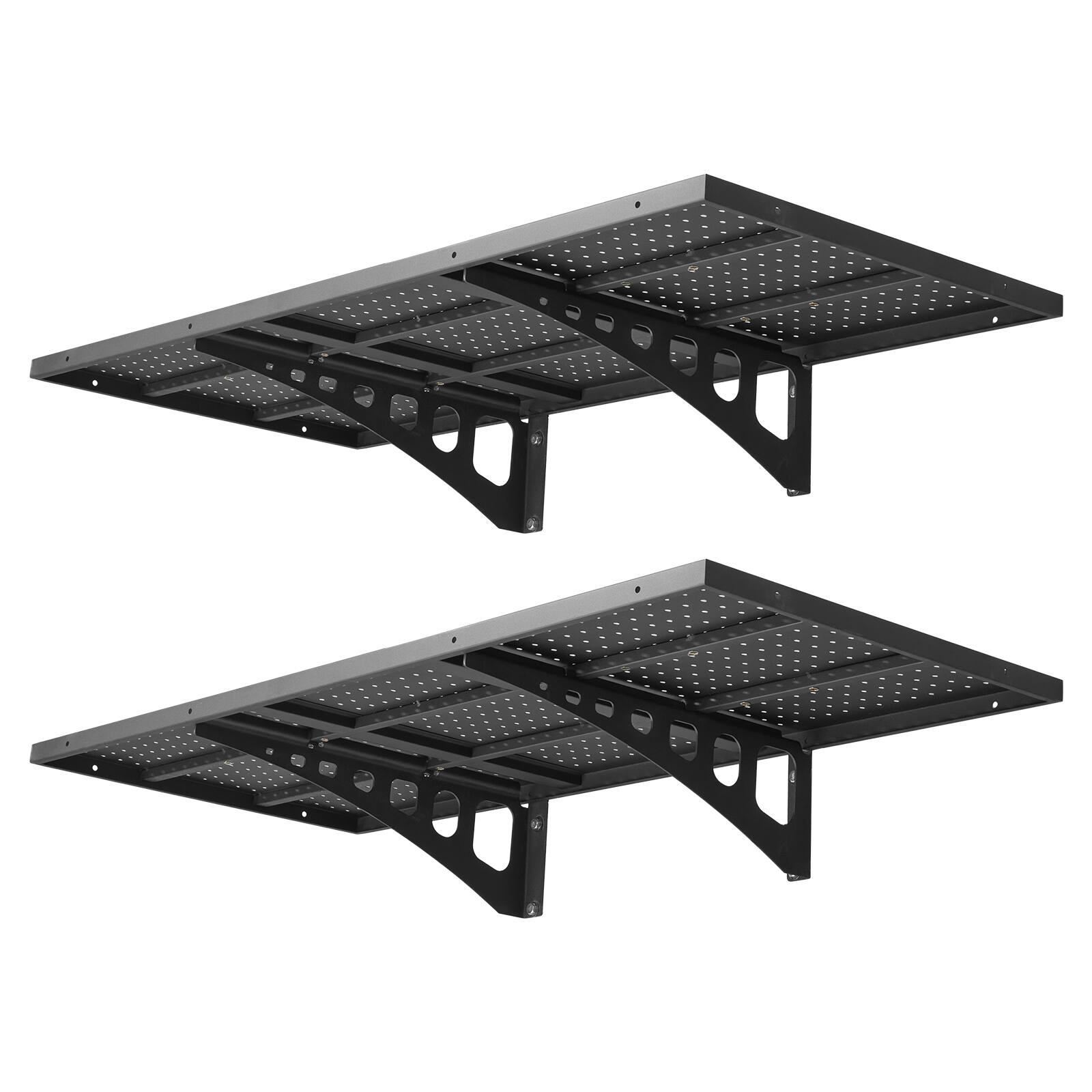 Alt View 5. VEVOR - 2-Tier Heavy Duty Wall Garage Shelving, 1.64 x 4 ft Steel Wall Mounted Shelving Unit, 19.68 x 48 Inch Per Shelf - Black.