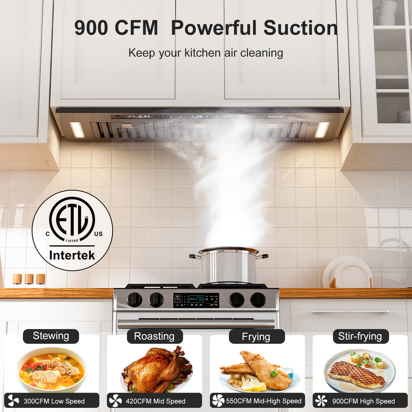 Brano - 36 inches - Convertible - Range Hood Insert - Black