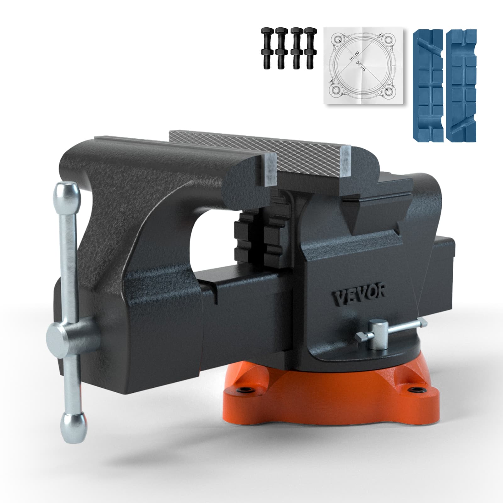 VEVOR - Bench Vise, 6-inch Jaw Width 5.9-inch Jaw Opening, 360-Degree Swivel Locking Base Multipurpose Vise with Anvil - Dark Gray price history on PriceWatchPro
