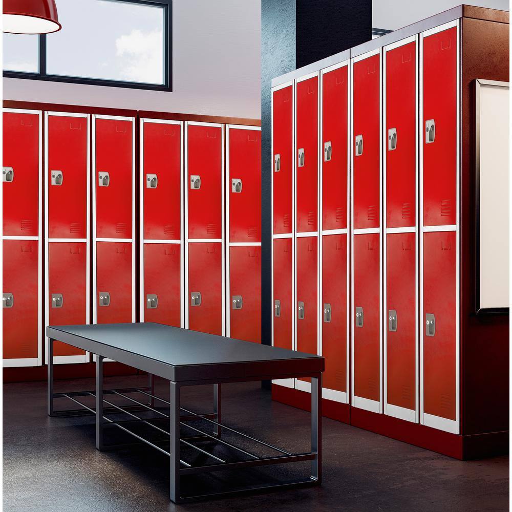 Alt View 1. AdirOffice - 629-Series 72" H 2-Tier Steel Key Lock 2-Shelf Locker with Key Lock - Red.