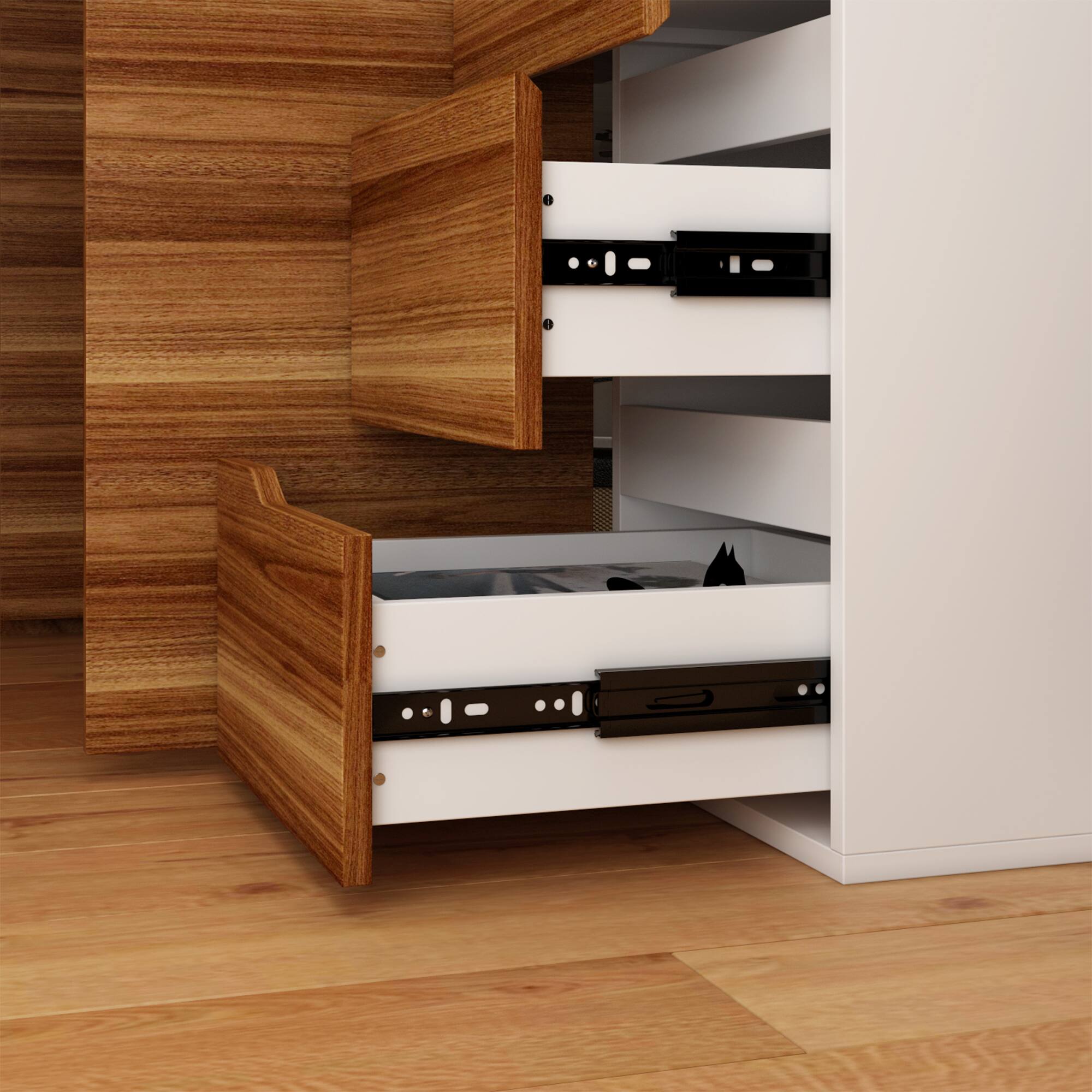 Alt View 7. FUFU & GAGA - FUFU&GAGA Reversible L - Shaped Desk with Adjustable Storage – Ideal for Home Offices & Creative Studios - Brown & White.