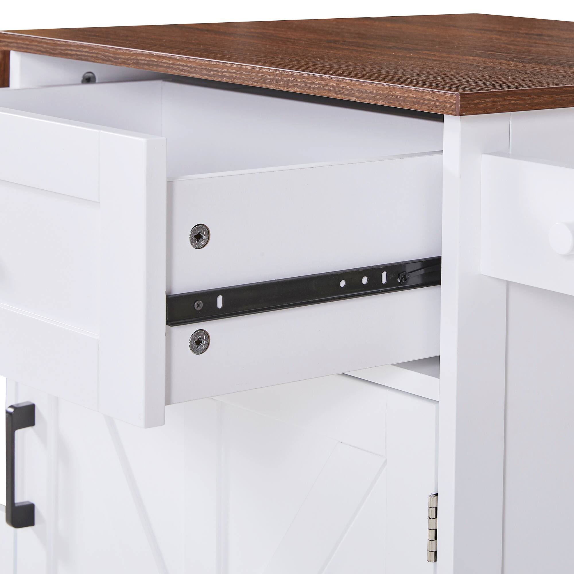 Alt View 3. Forest'nSky - 39.3" Farmhouse Kitchen Island with Drop Leaf – Rolling Cart with Towel Rack & Lockable Wheels, White - White.