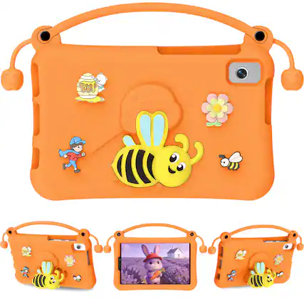 Front. Dteck - for Samsung Galaxy Tab A9 2023 & Tab A11 2025 (X133/X135) 8.7" Kids EVA Tablet Case,Shockproof Kickstand Cover + Handle - Orange.