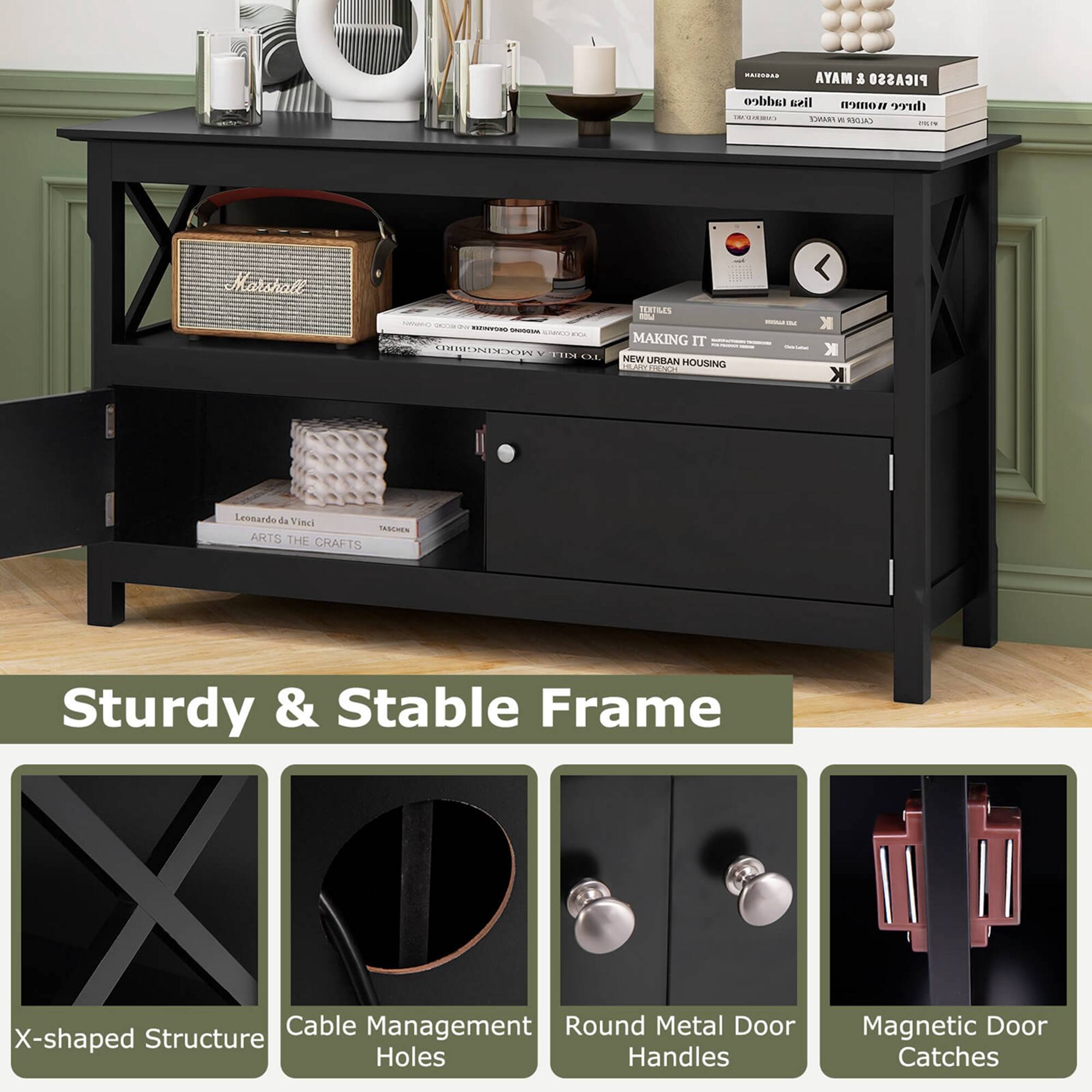 Best buy costway free standing tv cabinet wooden console tv media