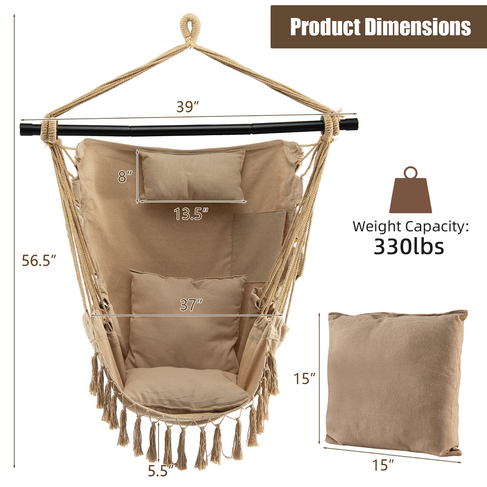 Product Dimensions: 39" x 8" x 56.5" x 13.5"  
Weight Capacity: 330lbs  
37" x 15" x 5.5" x 15"