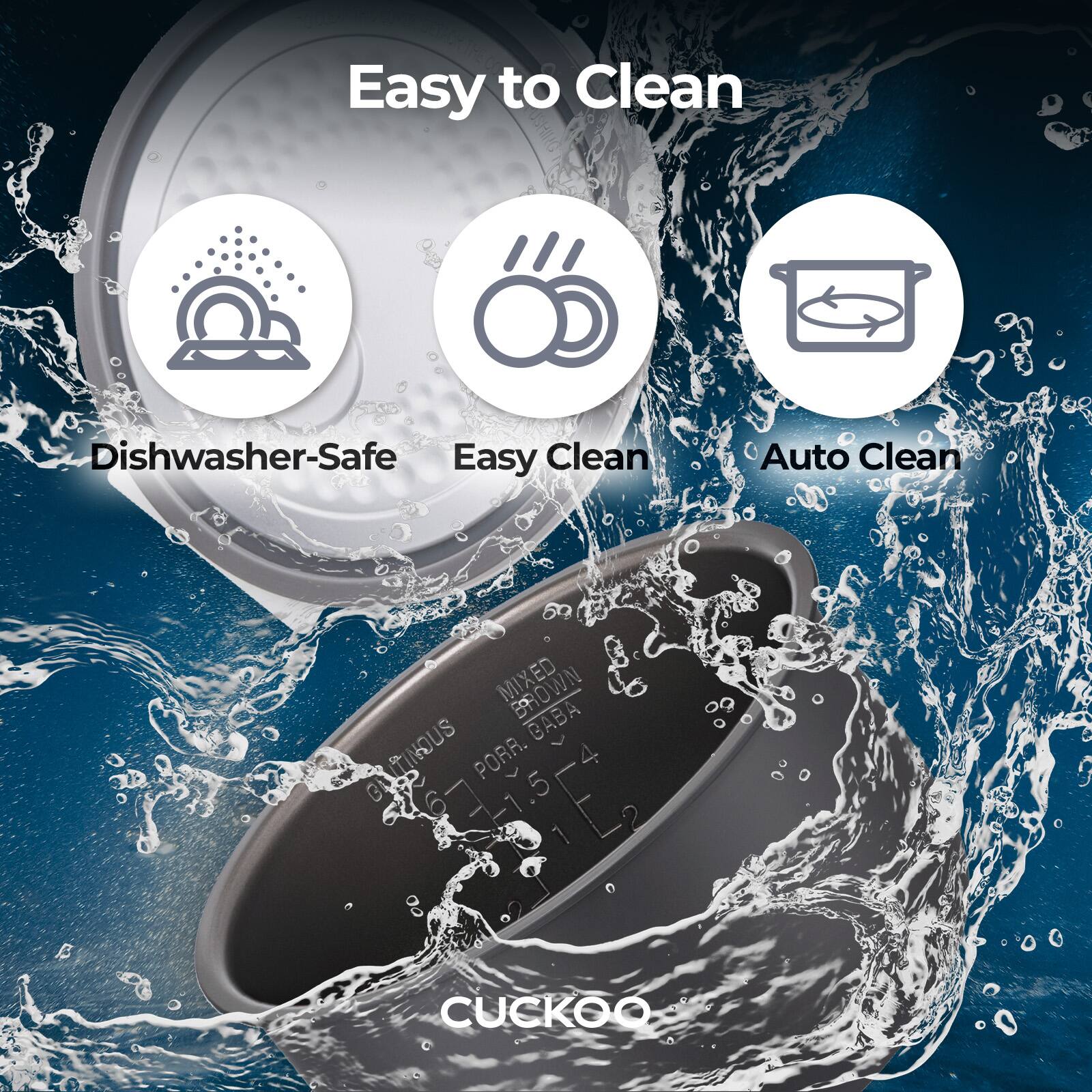 Easy to Clean, Dishwasher-Safe, Easy Clean, Auto Clean, MIXED BROWN CABA CINOUS PORR, 6 1 .5 2 1, CUCKOO