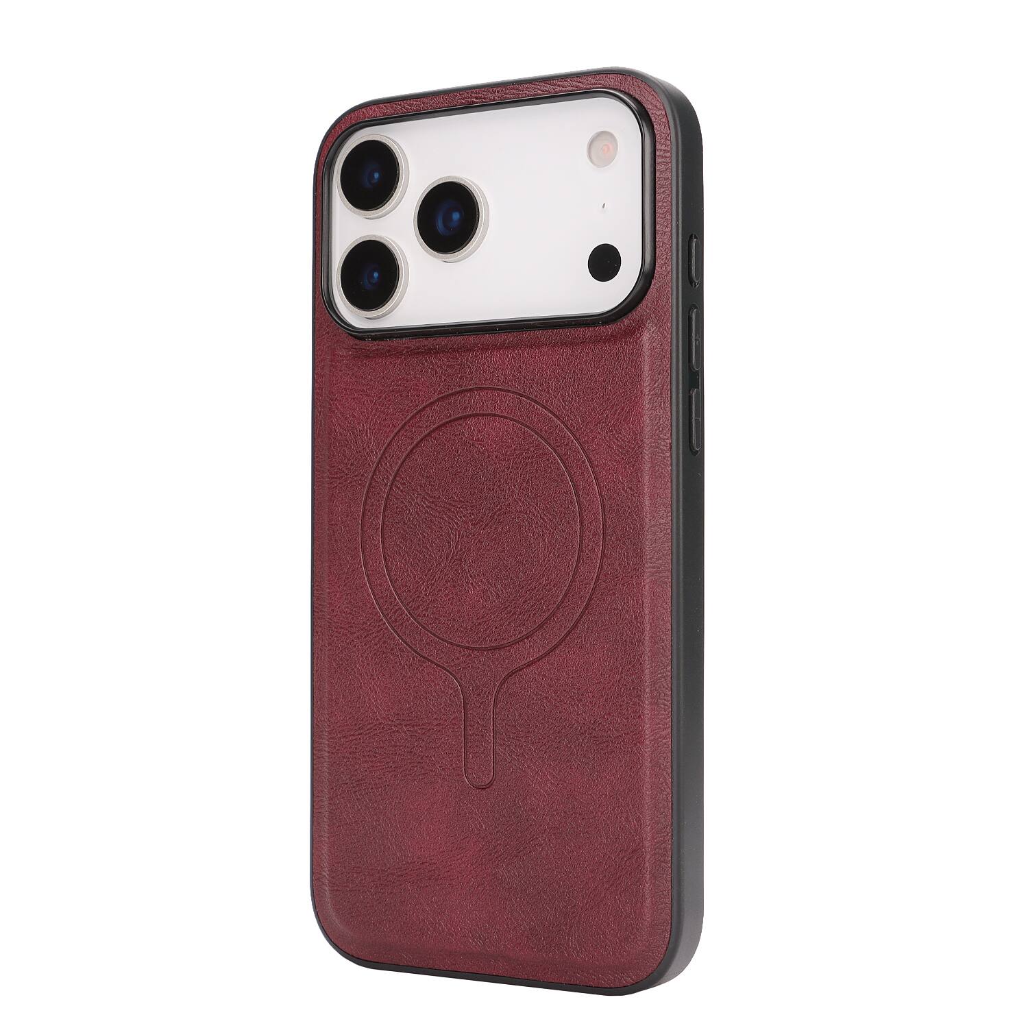 Alt View 4. Dteck - 2-in-1 Magnetic Wallet Case for Apple iPhone 17 Pro Max, Shockproof PU Leather Cover with Detachable 7-Card Holder - Winered.