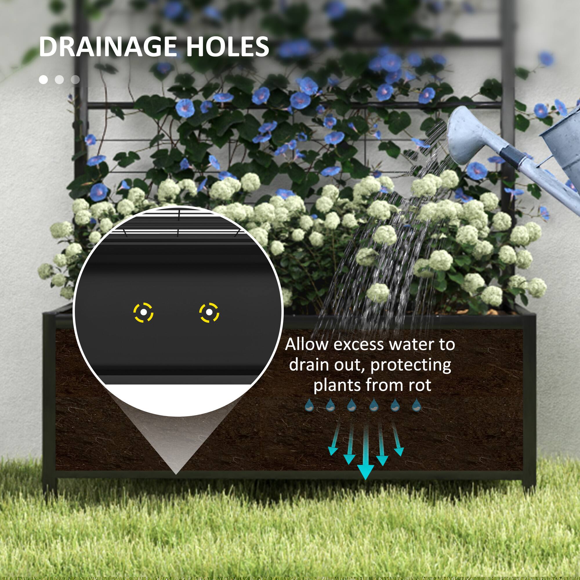 DRAINAGE HOLES

Allow excess water to drain out, protecting plants from rot