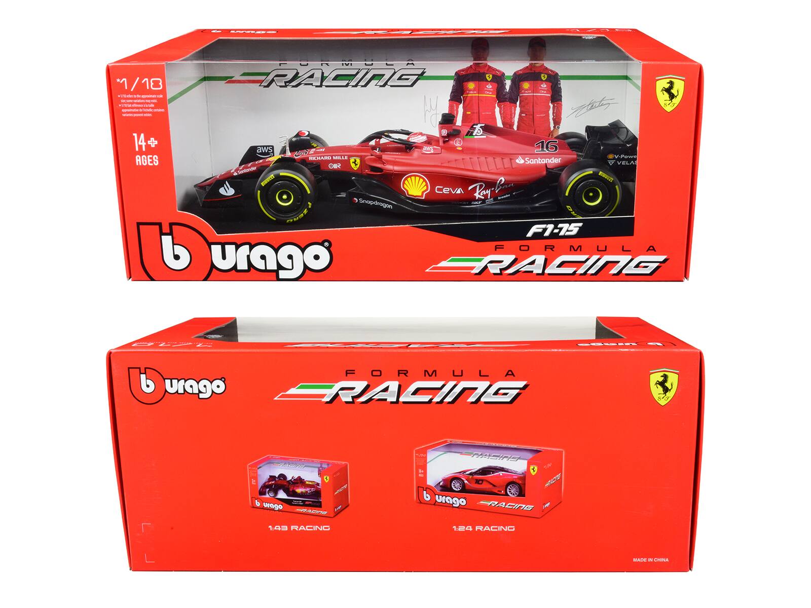FORMULA RACING  
1/18  
14+ AGES  
burago  
F1-15  
RACING  
1:43 RACING  
MADE IN CHINA