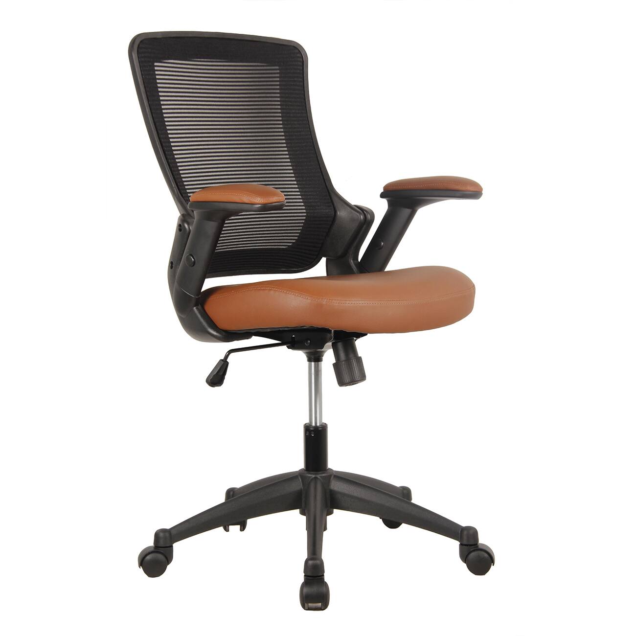 Left. Forest'nSky - Mobili Mid-Back Mesh Task Chair with Height Adjustable Arms, Brown - Brown.