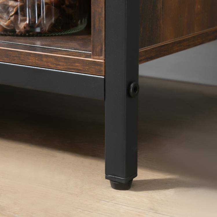 Alt View 9. PULUZ - Industrial Sideboard Buffet Cabinet, Coffee Bar Cabinet, Kitchen Cabinet with Sliding Barn Doors - Rustic Brown.
