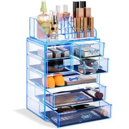 Sorbus - Clear Cosmetic Makeup Organizer Case & Display - Design -for Dresser, Bathroom, Vanity & Countertop - Blue