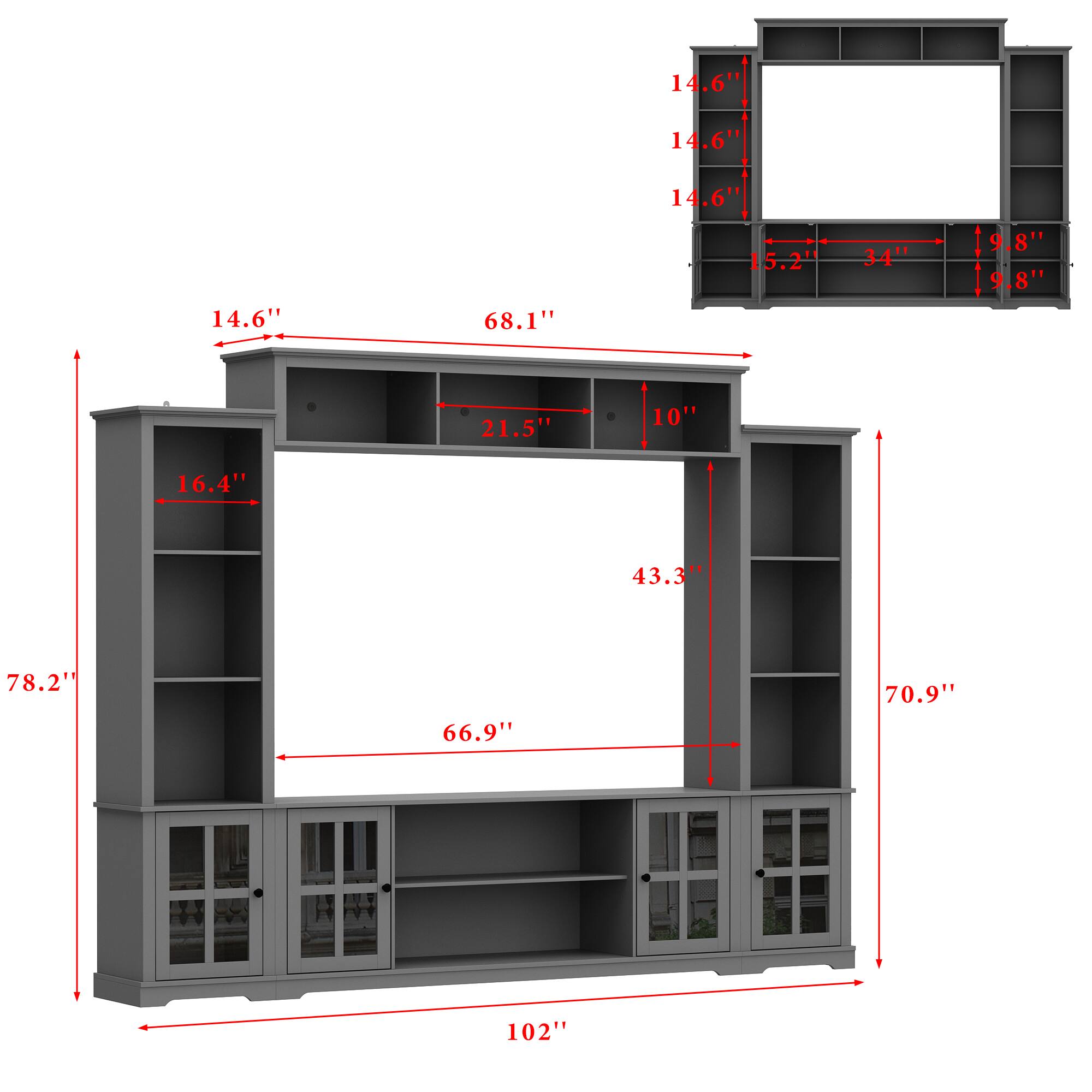 14.6" 14.6" 14.6" 14.6" 68.1" 5.2' 34" 9.8" 9.8" 21.5" 10" 16.4" 43.3" 78.2" 66.9" 70.9" 102"