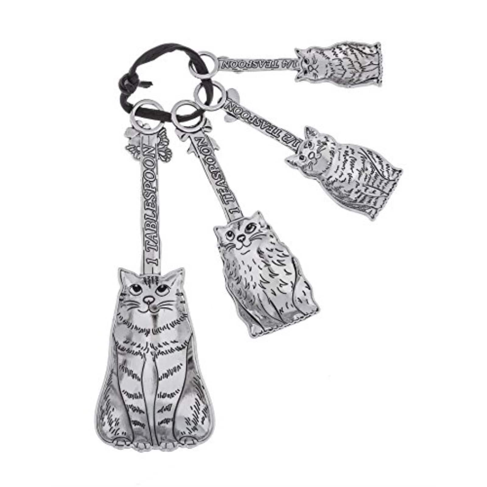 Ganz - Cats Zinc Metal Food Grade Measuring Spoons Decorative Kitchen Baking Cooking Tools 5.25 Inches - Silver price history on PriceWatchPro