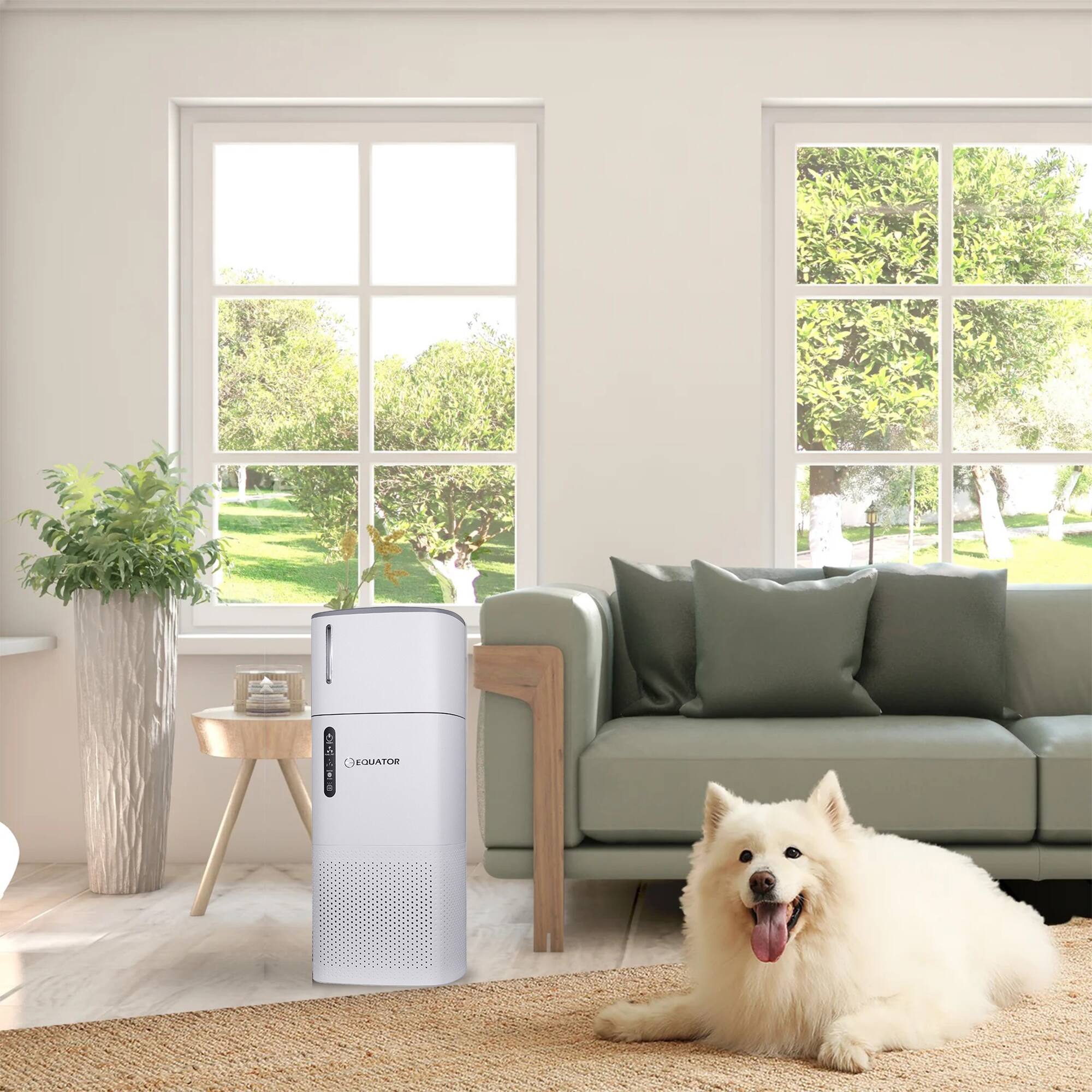 Alt View 6. Equator - Equator HEPA Air Purifier with Sterilizer Ionizer Humidifier Odor Lock PET Dander Large Room 450 sq. ft HEPA Filter 110V - White.