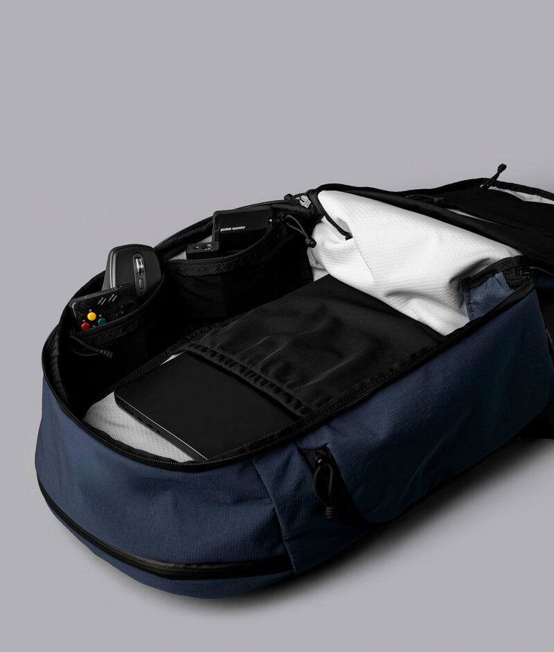 Alt View 9. ALPAKA - Traverse Backpack Laptop Backpack for Men, Backpack with Laptop Compartment (16"), Clamshell Travel Pack, Bottle Sleeve - Moonlight Blue Axoflux 400D Ripstop Nylon.
