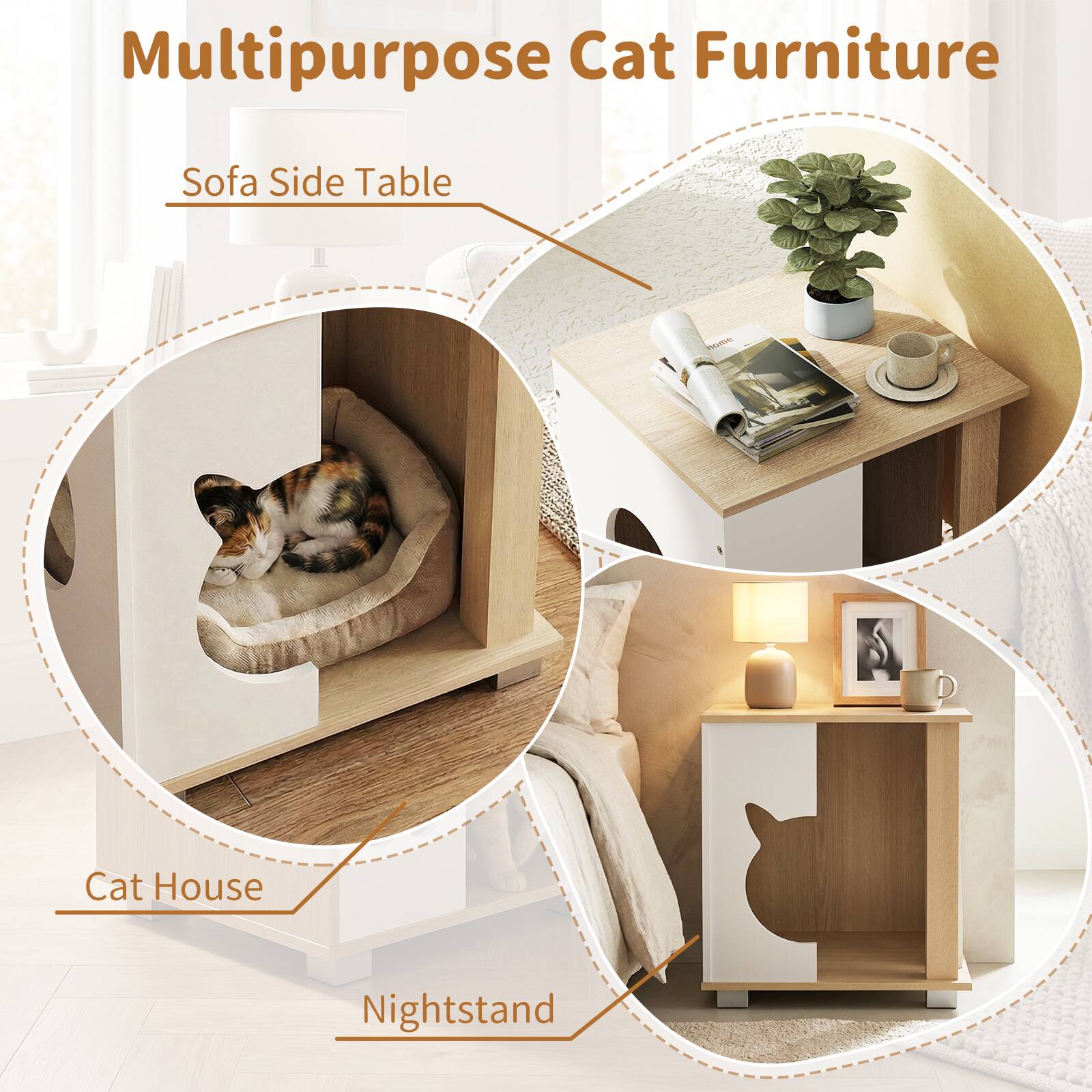 Multipurpose Cat Furniture Sofa Side Table - Cat House Nightstand
