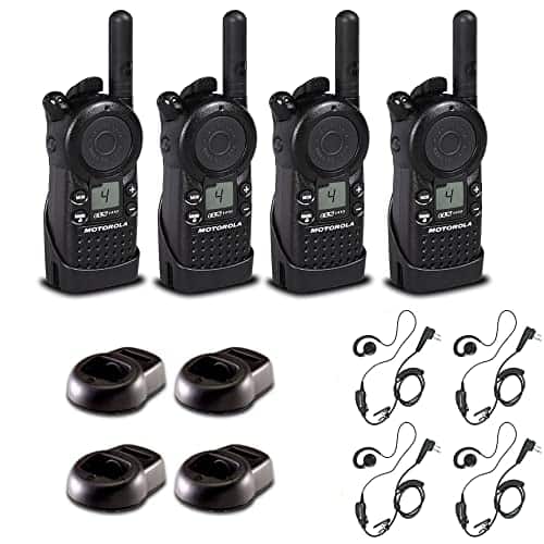 Motorola Solutions - 4 x Motorola CLS1410 UHF 1 W 4-Channel 2-Way Radio - 4 Pack With Mic Bundle - Black