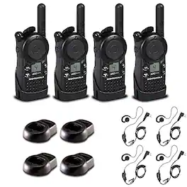 Motorola Solutions - 4 x Motorola CLS1410 UHF 1 W 4-Channel 2-Way Radio - 4 Pack With Mic Bundle - Black