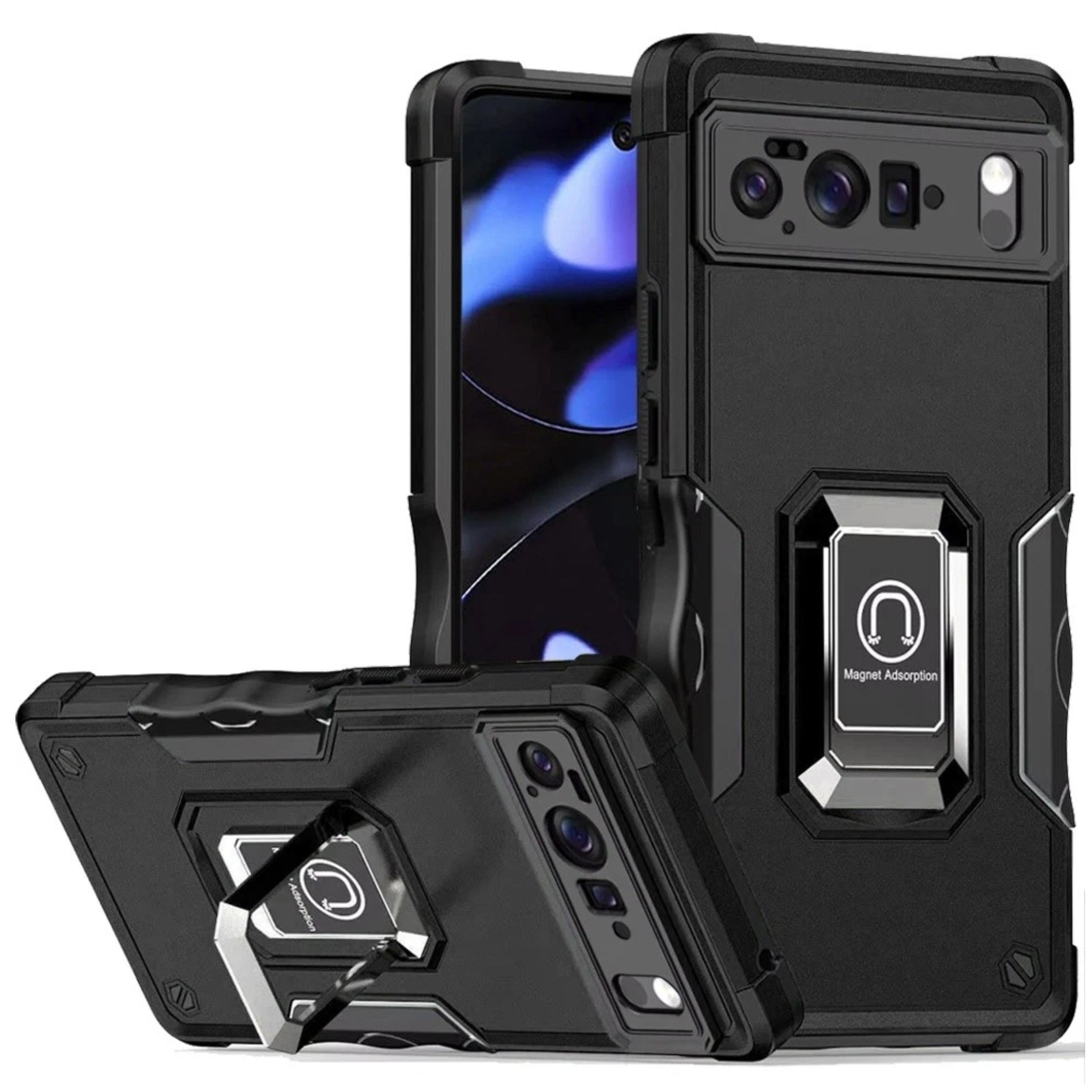 Kitcheniva - Ergonomic Grip Hybrid Case With 360° Ring Stand And Tempered Glass For Google Pixel 10 & Google Pixel 10 Pro - Black price history on PriceWatchPro