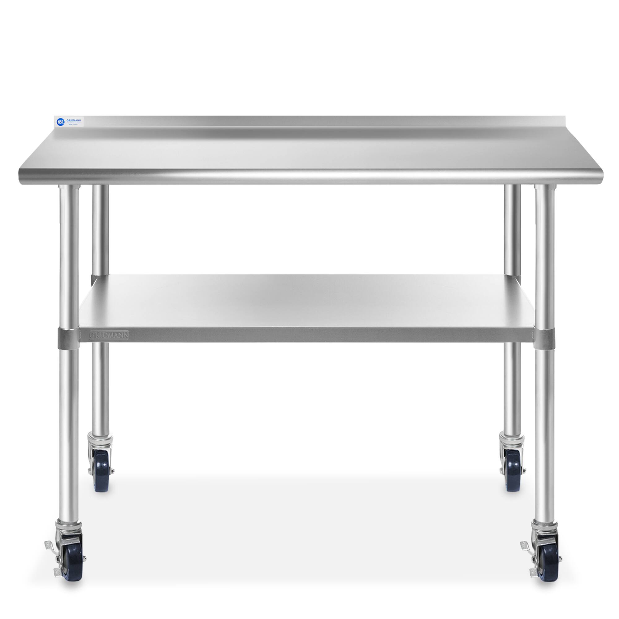 Alt View 1. GRIDMANN - 72 x 30-in NSF Stainless Steel Table with 4 Casters - Silver.