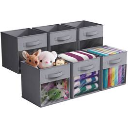 Sorbus - 11 Inch Storage Bins with Clear Window, 6 Foldable Baskets for Organizing Clothes, Toys, Books, Figures, Games - Gray