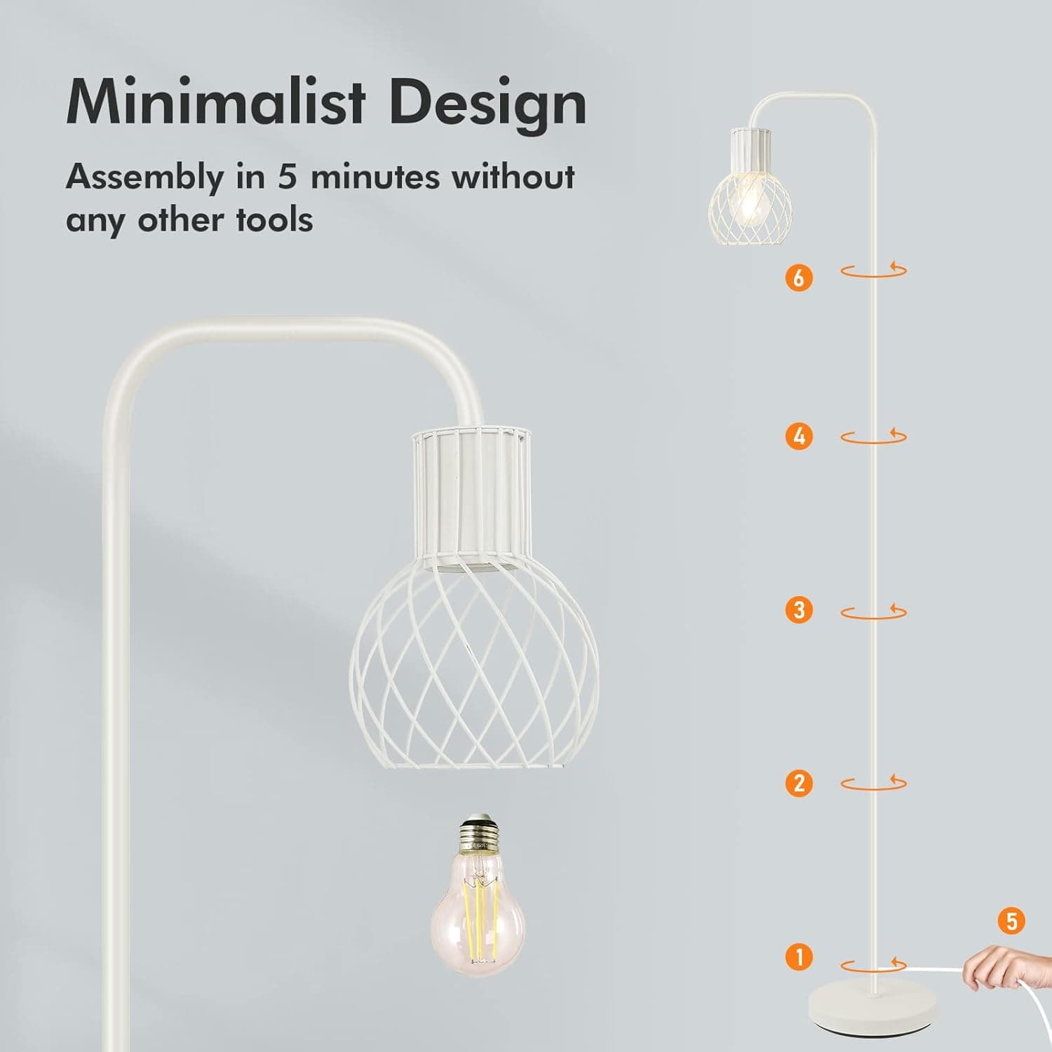 Minimalist Design  
Assembly in 5 minutes without any other tools  

6  
4  
3  
2  
1  
5