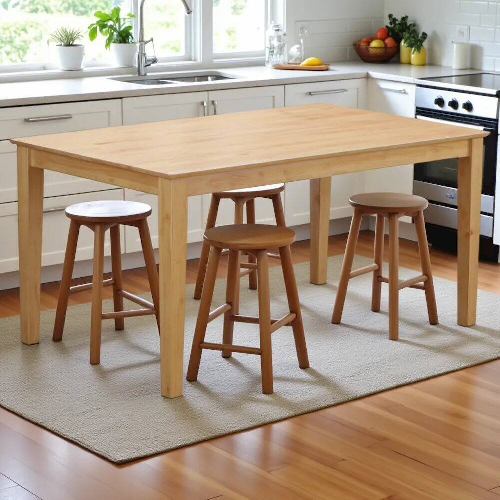 Left. FurniFact - Elegant 60-Inch Counter Height Solid Wood Dining Table – Farmhouse Style - Oak.