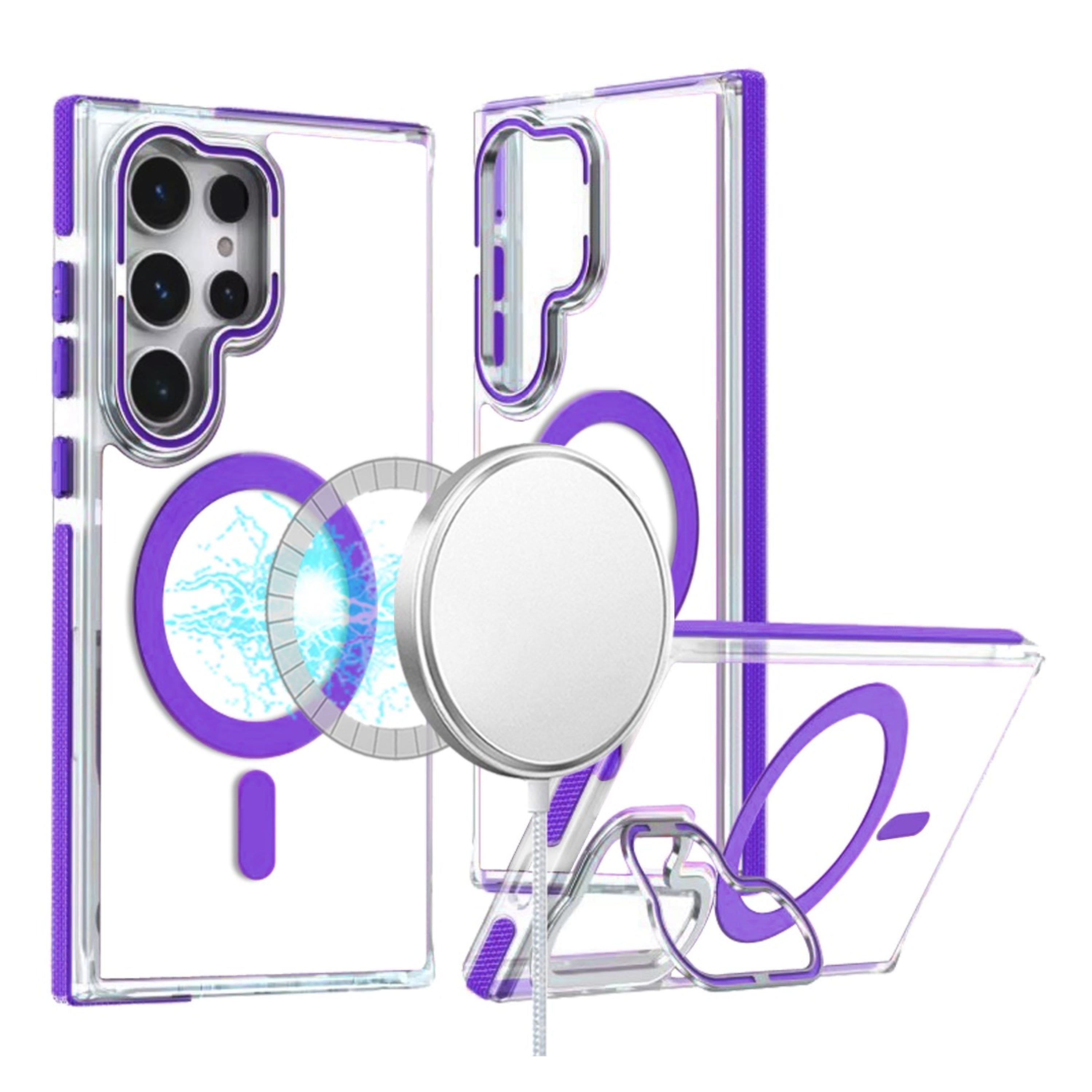 Kitcheniva - Magnetic Circle Camera Lens Stand Phone Case With Tempered Glass For Samsung Galaxy S25 Ultra - Purple price history on PriceWatchPro