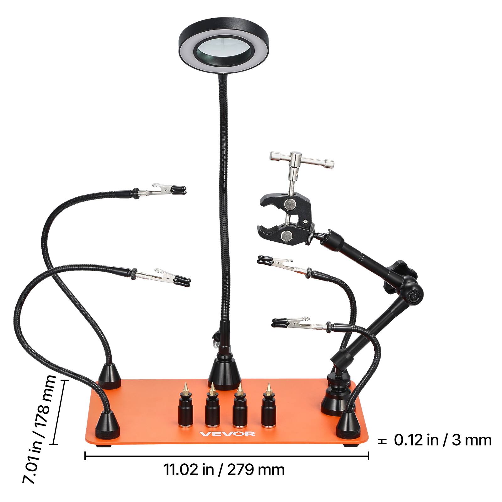 mm 178 / in 7.01in  
VEVOR  
11.02 in / 279 mm  
H 0.12 in / 3mm  
0.12 in / 3 mm