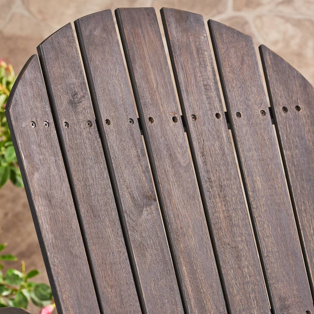Alt View 1. Loheer - Loheer Malibu Adirondack Rocking Chair Acacia Wood Outdoor Rocker Dark Grey - Dark Grey.