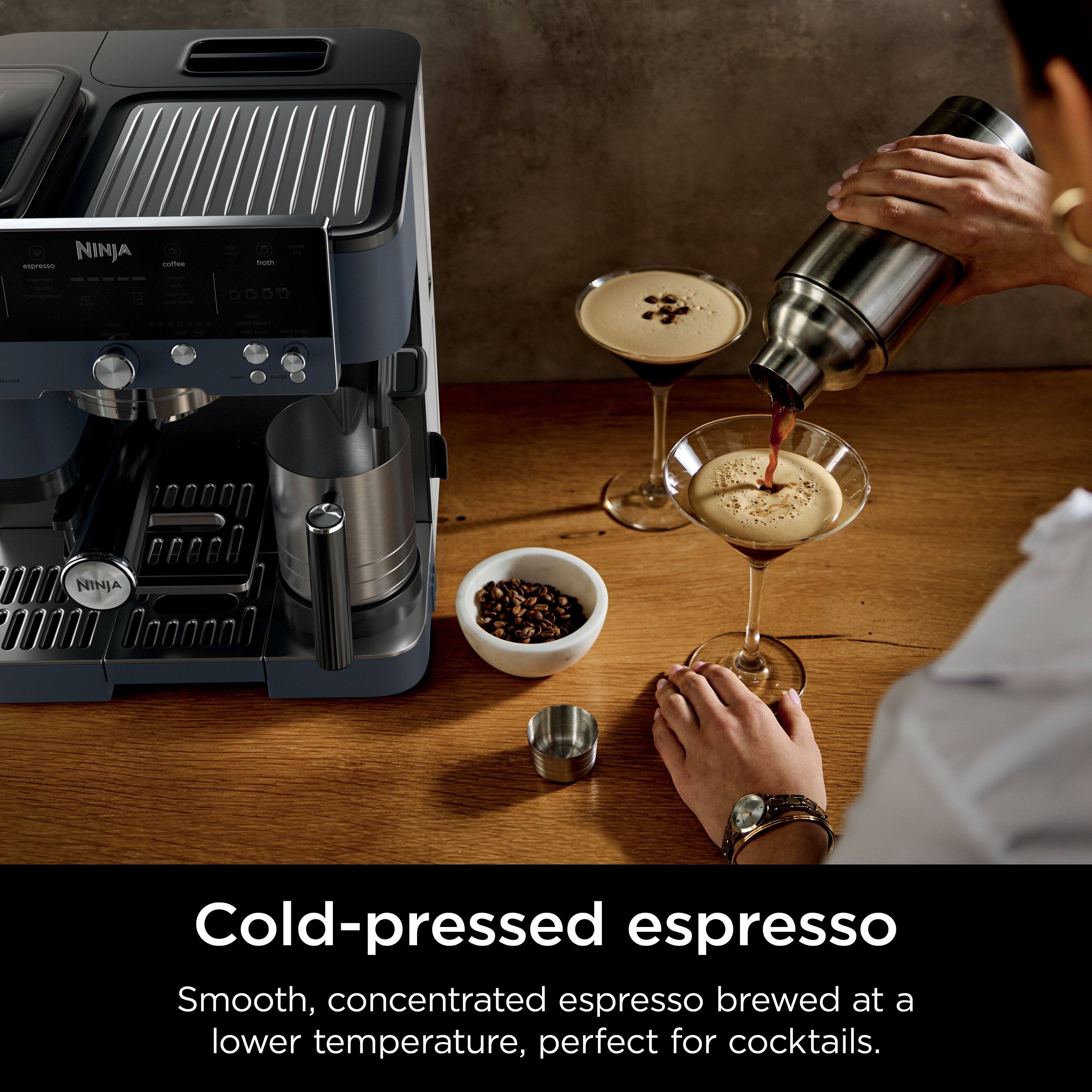 NINJA Cold-pressed espresso Smooth, concentrated espresso brewed at a lower temperature, perfect for cocktails.