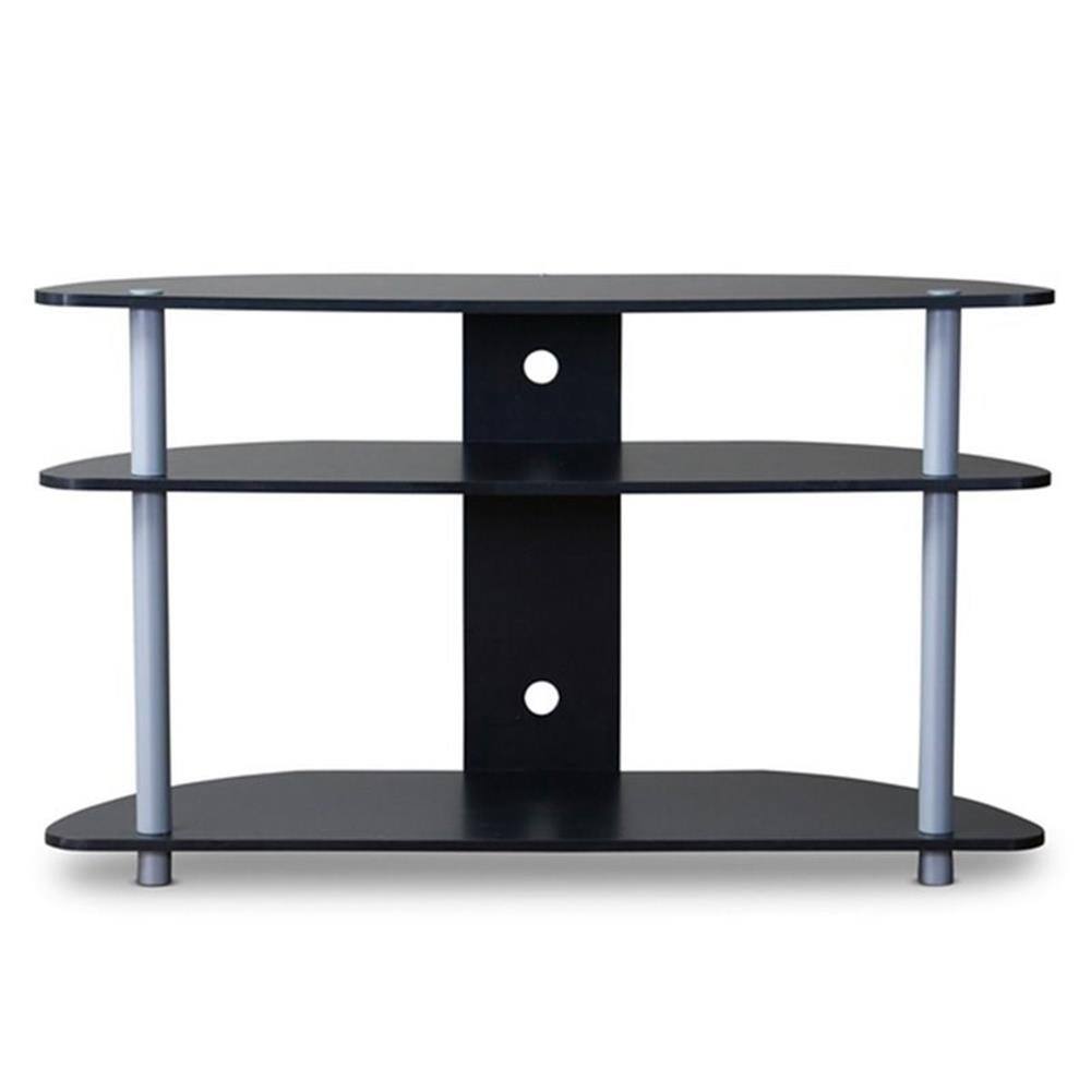 Front. Baxton Studio - Orbit 39" TV Stand in Black and Gray - Dark Brown.