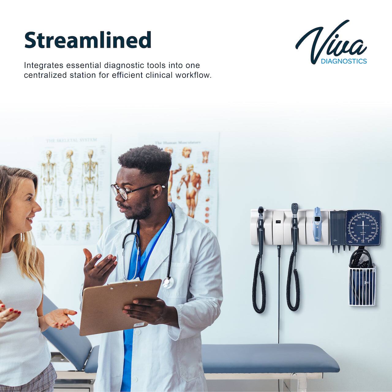 Streamlined
Integrates essential diagnostic tools into one centralized station for efficient clinical workflow.
Viva DIAGNOSTICS