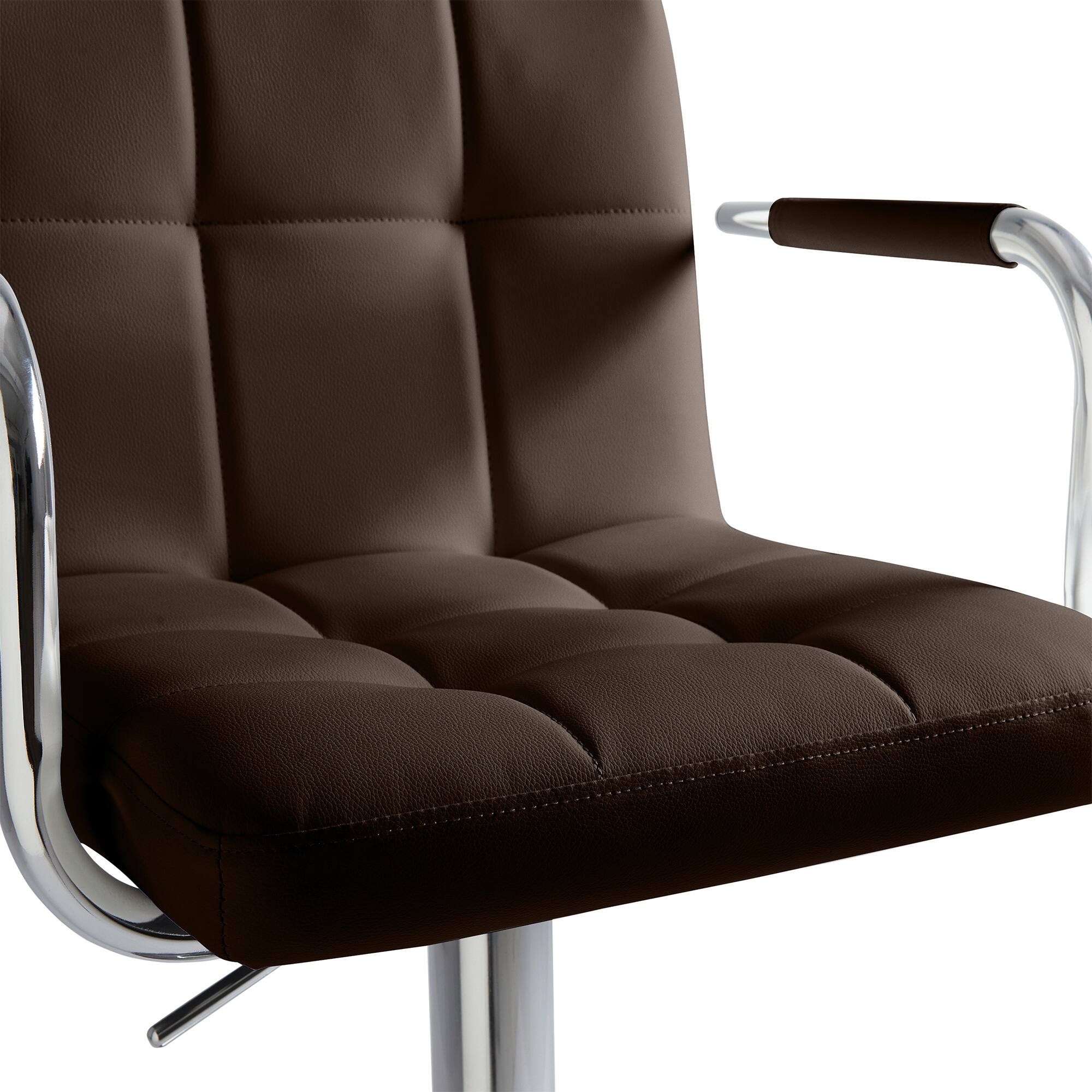 Back. FERPIT - FERPIT 2 Pack Adjustable Bar Stools Modern Tufted Upholstered Counter Chairs with Footrest, Brown - Brown.