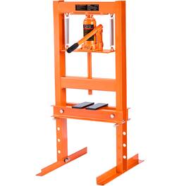 VEVOR - Hydraulic Shop Press, 6 Ton H-Frame Hydraulic Garage/Shop Floor Press, Adjustable Shop Press with Press Plates - Orange