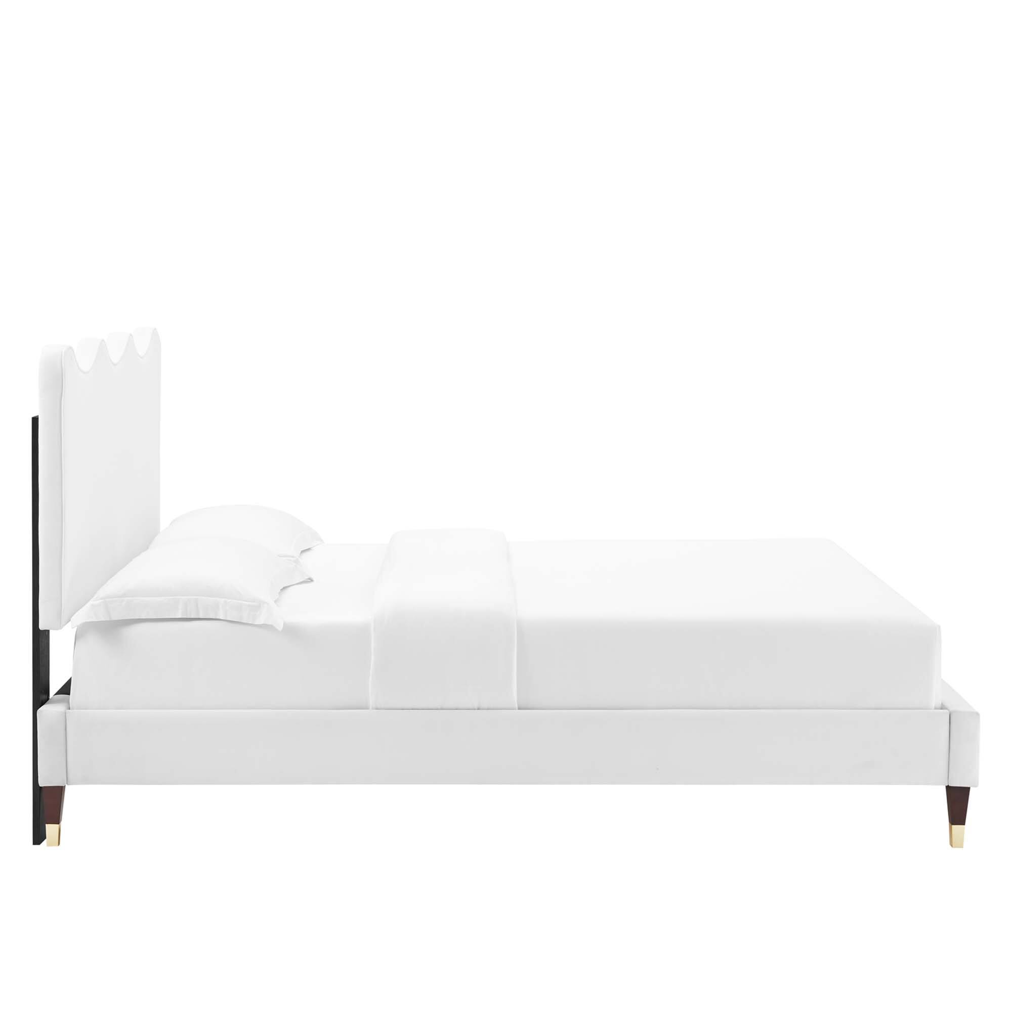 Alt View 8. Modway - Current Performance Velvet Queen Platform Bed - White.