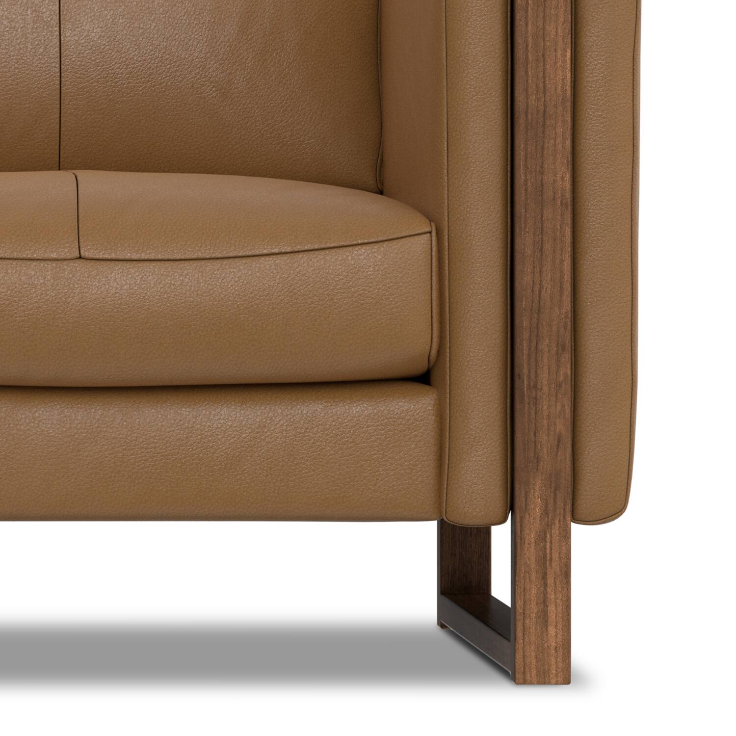 Alt View 5. Simpli Home - Richard Modern Contemporary 62 inch Wide Sofa in Butternut Brown Genuine Leather - Butternut Brown.