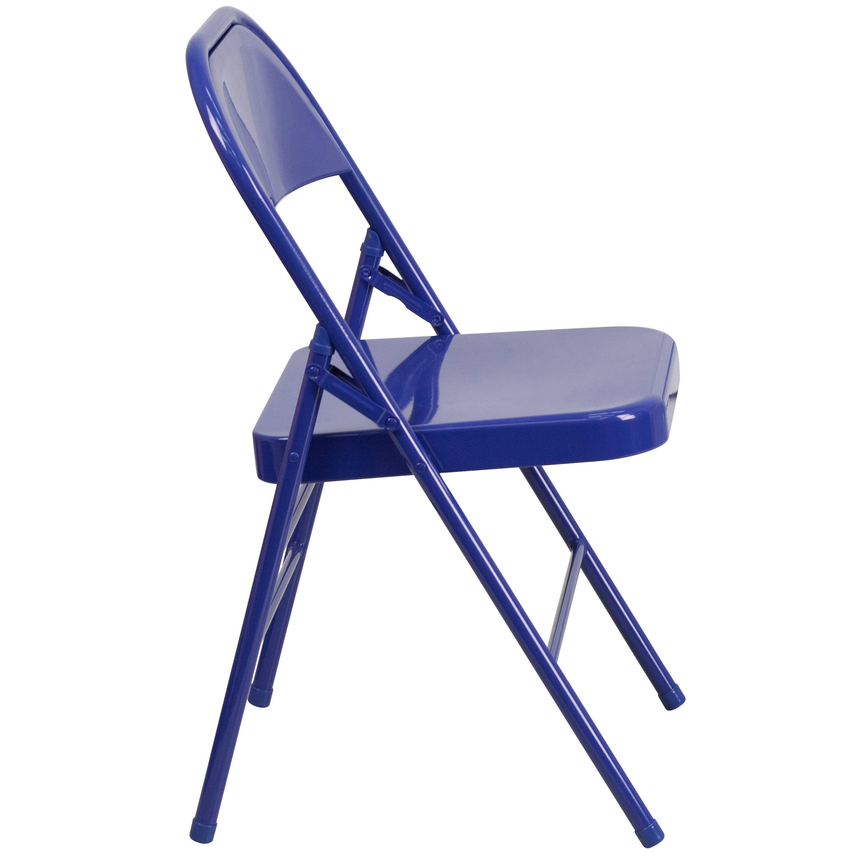 Alt View 7. Emma + Oliver - 2 Pack Home & Office Colorful Metal Folding Chair Teen and Event Seating - Cobalt Blue.