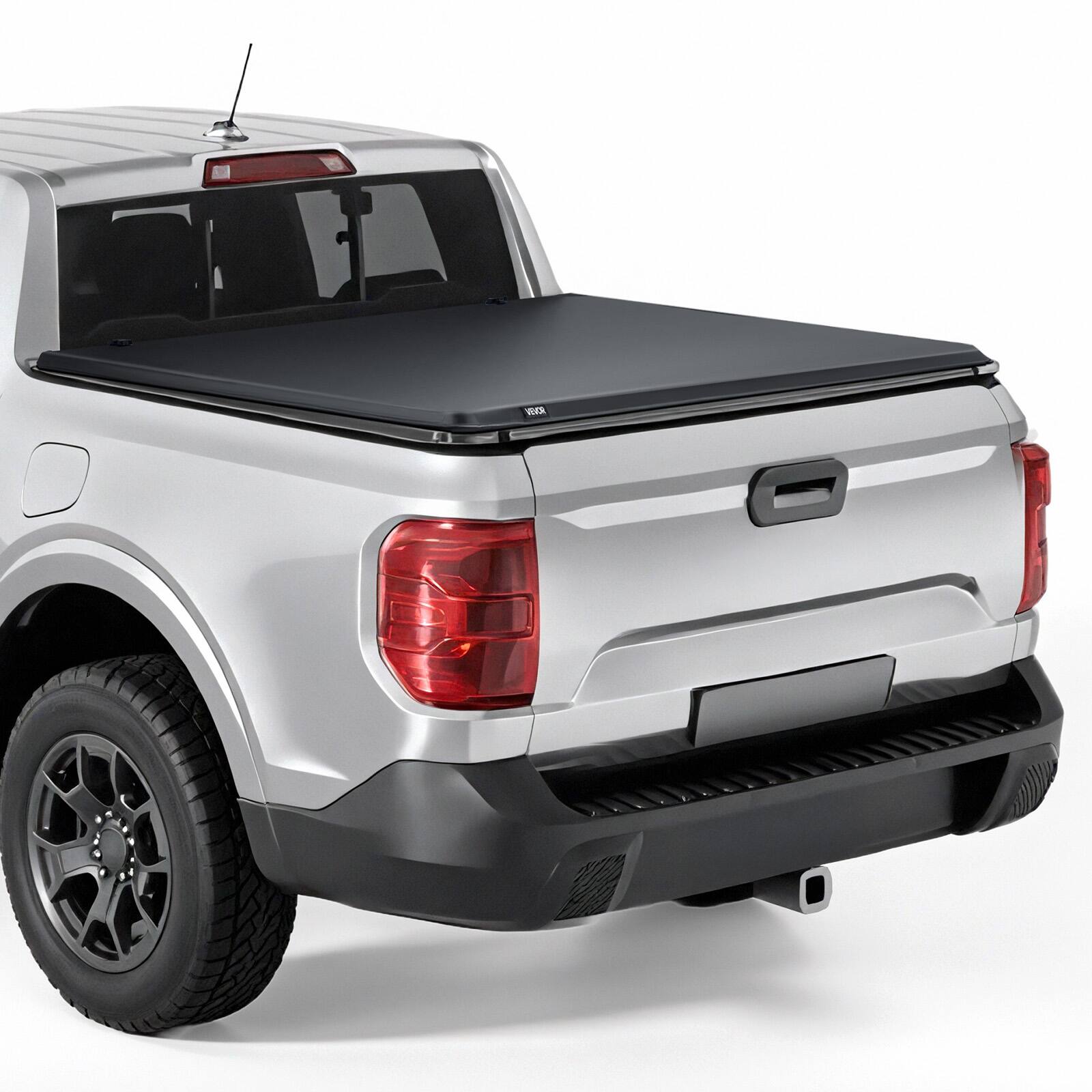 Front. VEVOR - Soft Roll-Up Truck Bed Tonneau Cover, Compatible with 2022-2025 Ford Maverick, Fits Styleside 4.5 ft Bed - Black.