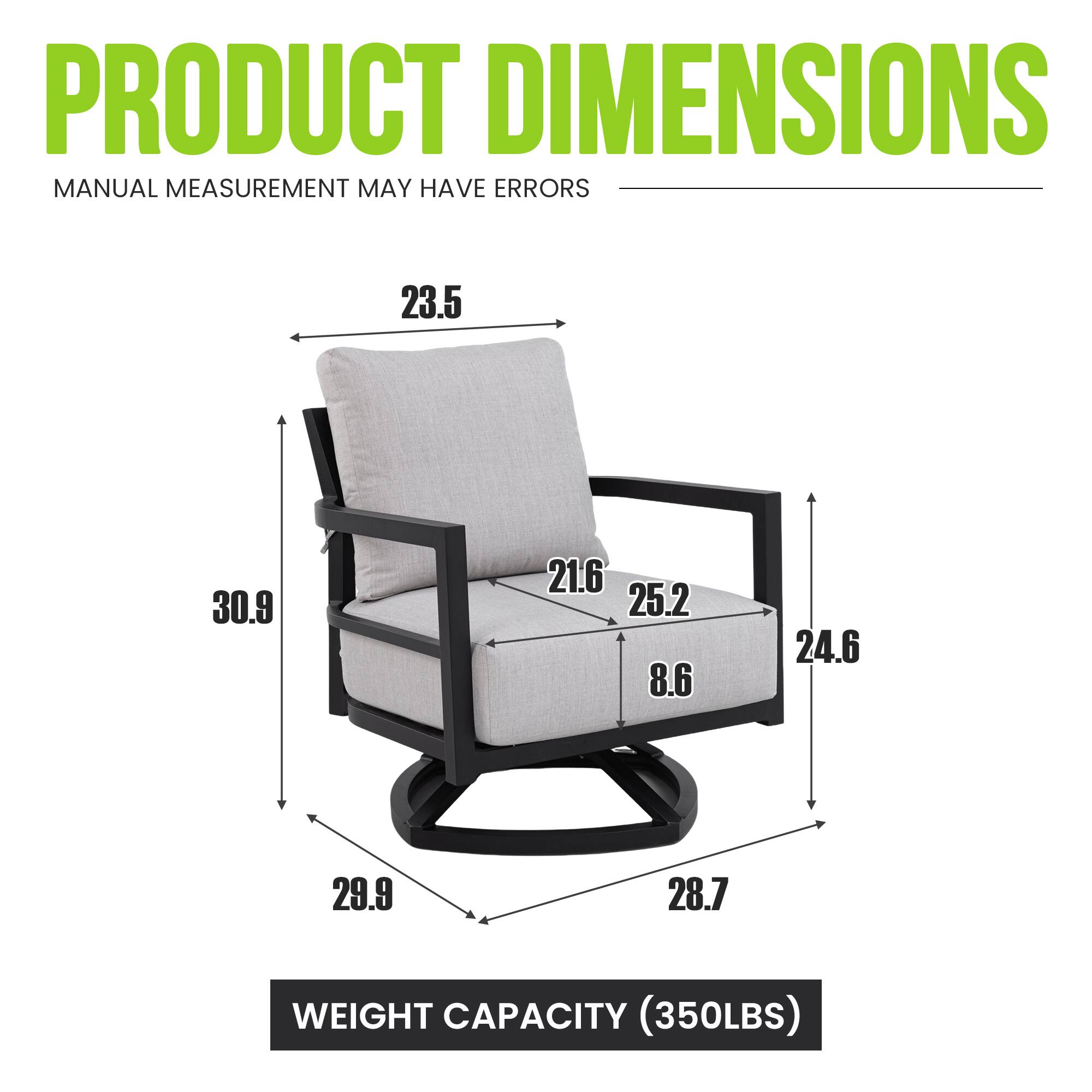 PRODUCT DIMENSIONS  
MANUAL MEASUREMENT MAY HAVE ERRORS  

23.5  
30.9  
21.6  
25.2  
8.6  
24.6  
29.9  
28.7  

WEIGHT CAPACITY (350LBS)