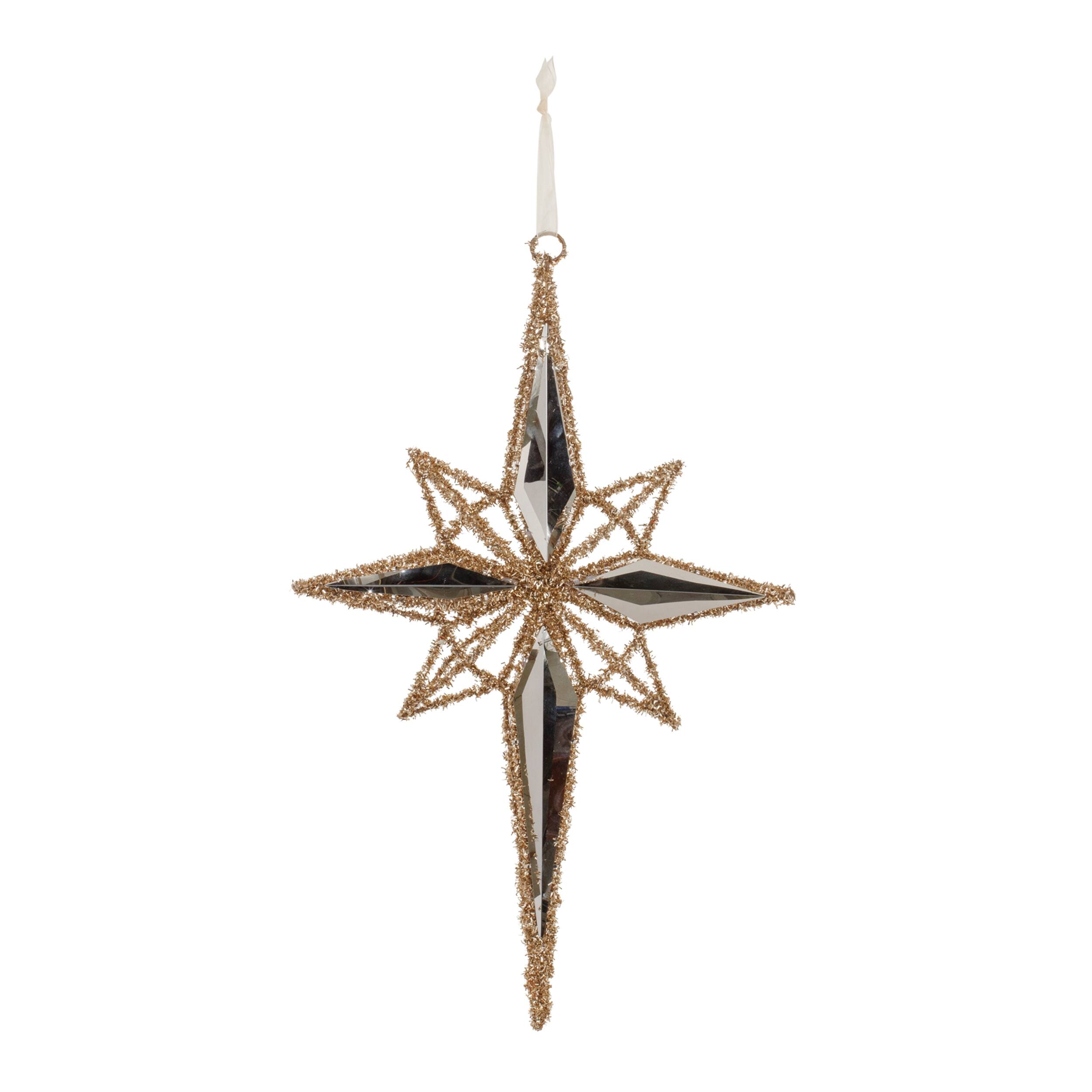 Angle. BreeBe - Gold Tinsel Star Ornament 19.5"H - Gold.