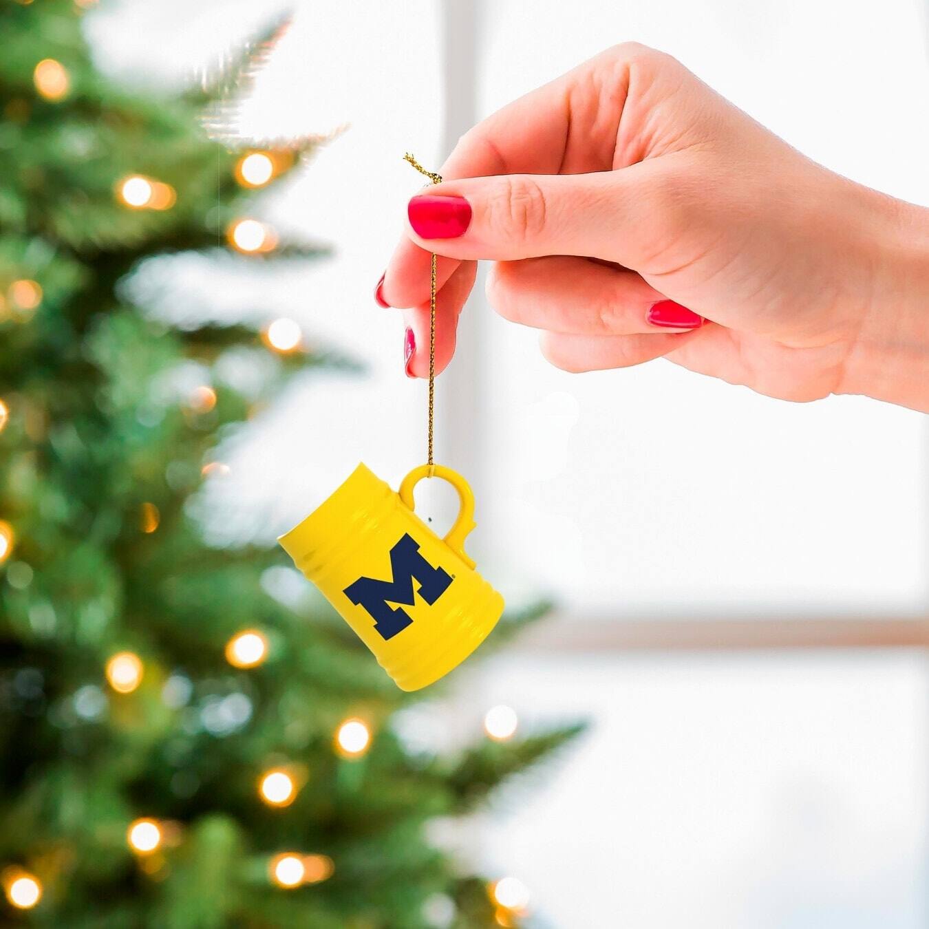 Alt View 2. Evergreen Enterprises - Michigan Wolverines Two-Pack 3" Mini Stein Ornament Set - Multicolor.