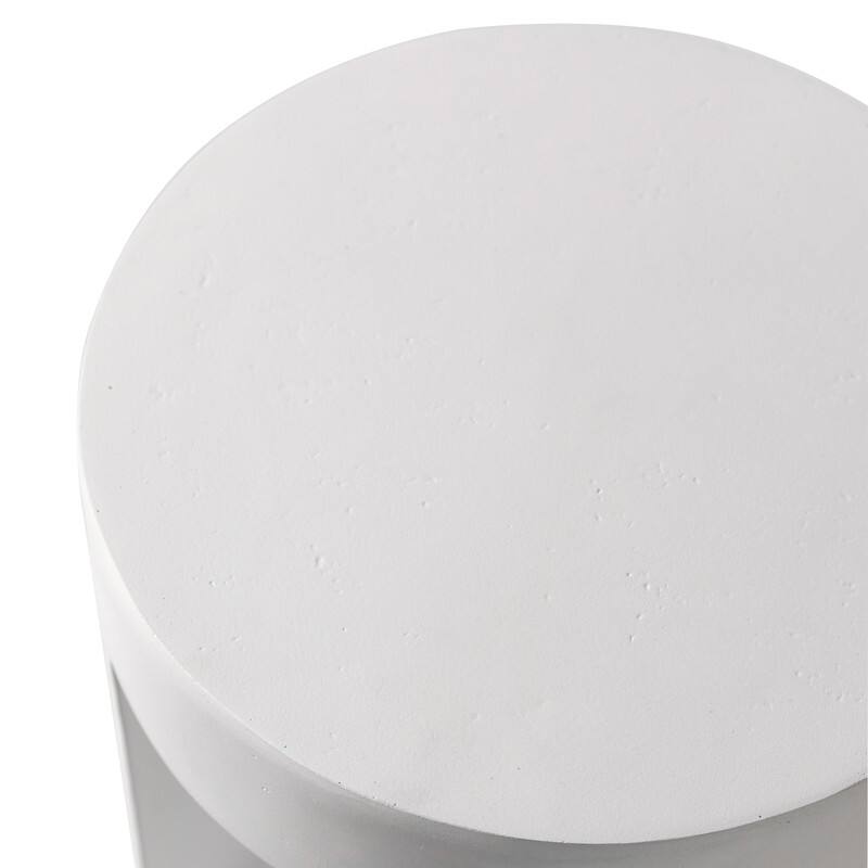 Alt View 6. LeisureMod - Nook Cylindrical Fiberstone Accent Table, 14" Round Modern Storage End Table - Weather Resistant - White.