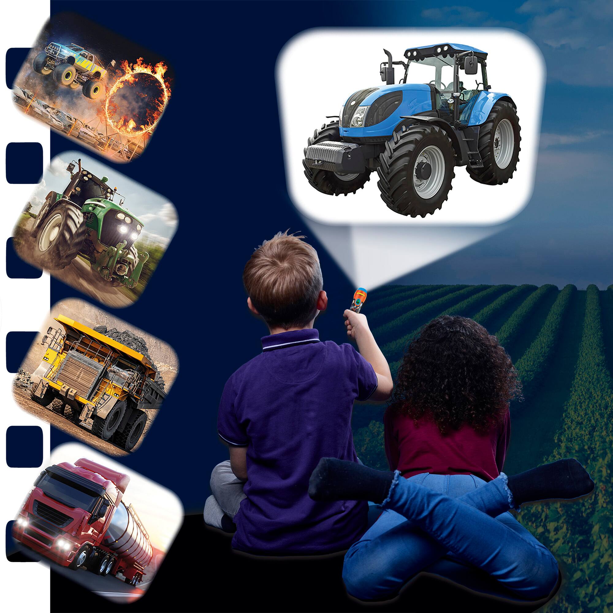 Alt View 1. Brainstorm Limited - Brainstorm Toys: Tractor & Truck Torch & Projector - Ages 3+.