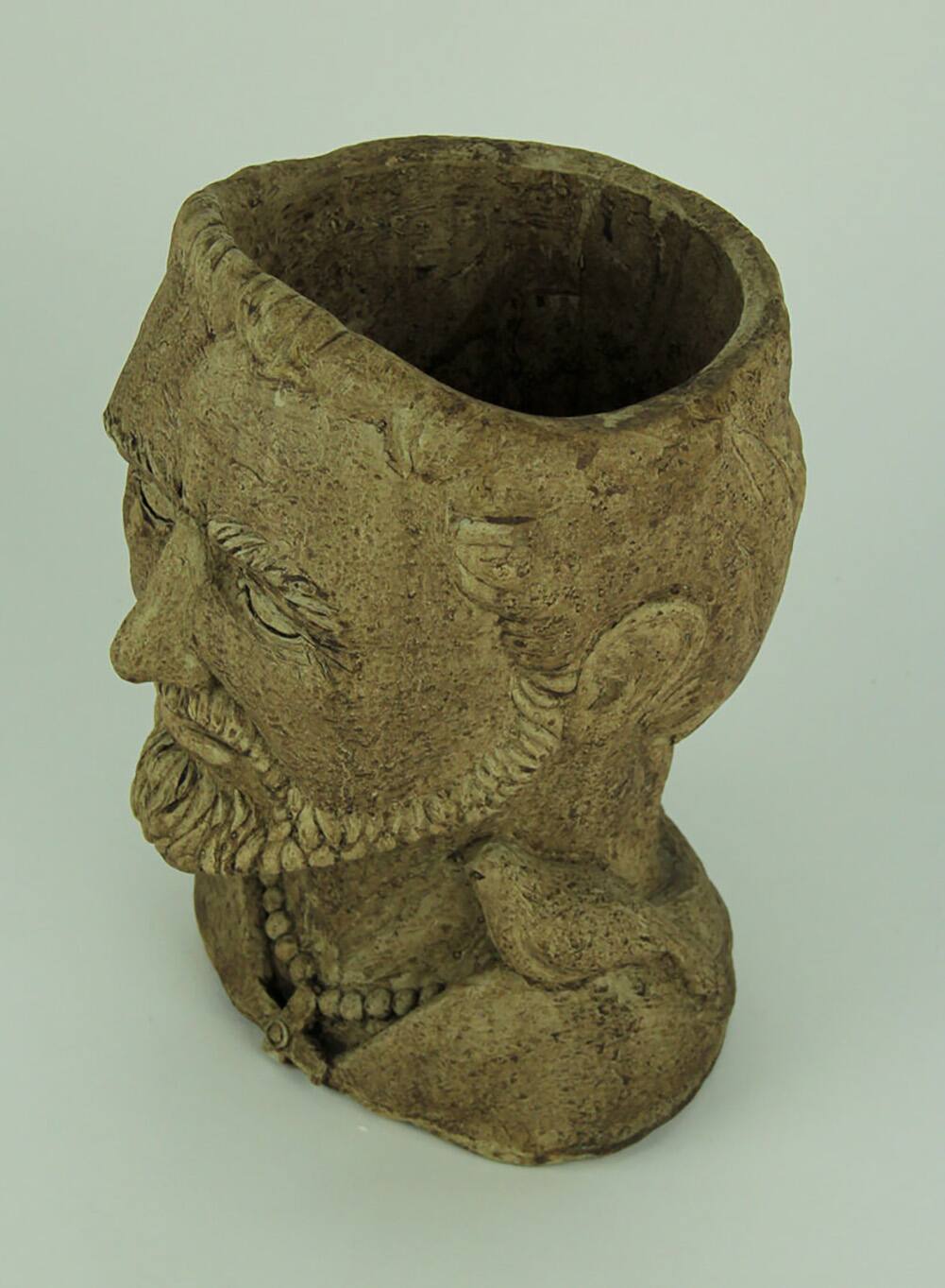 Alt View 1. Designer Stone - Designer Stone Driftwood Grey St. Francis Head Concrete Planter Outdoor Planting Pot - Brown.