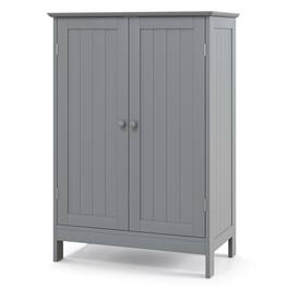 Costway - Bathroom Floor Cabinet Wooden Floor Storage Cabinet Living Room Modern - Gray