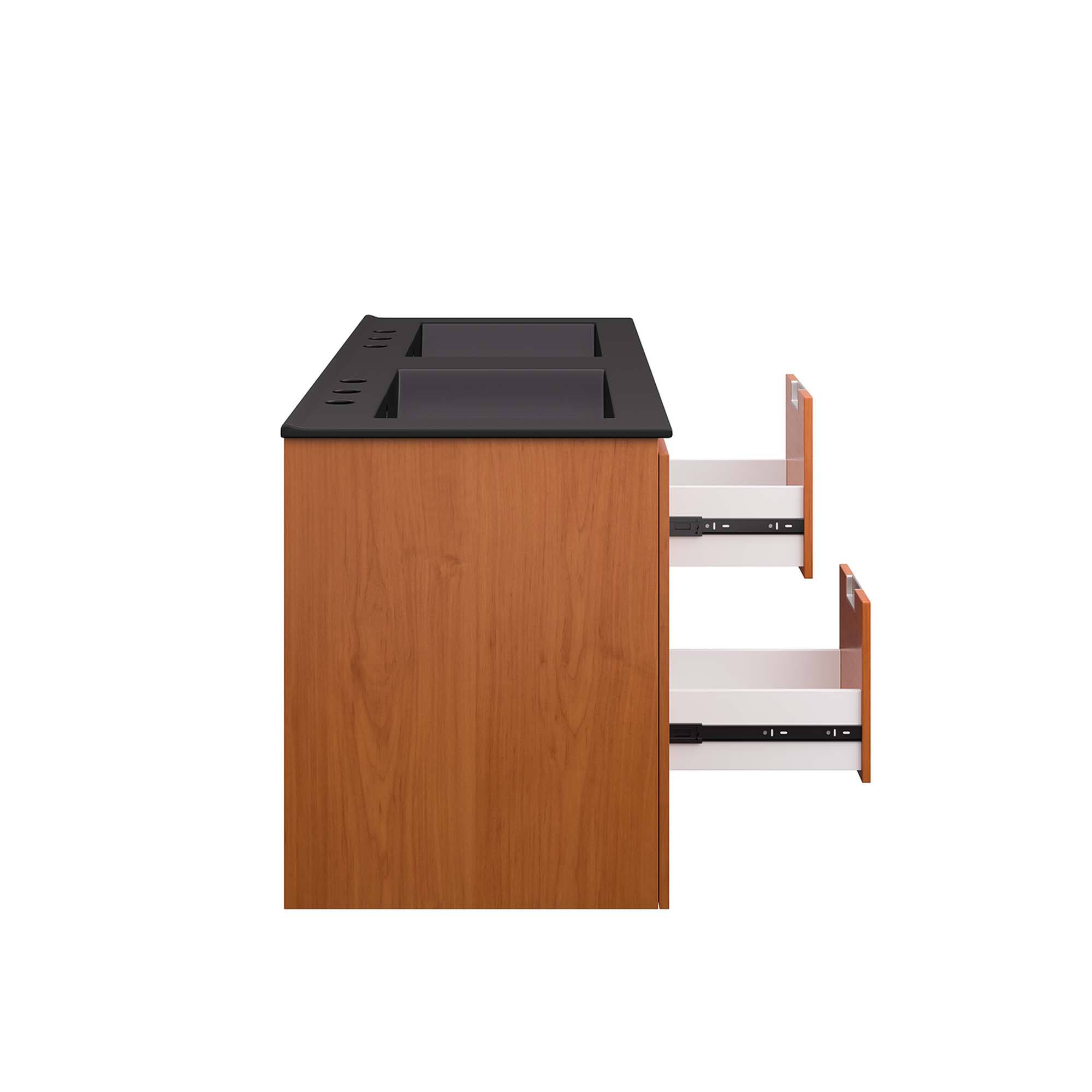 Alt View 5. Modway - Scenic 48" Double Wall-Mount Bathroom Vanity by Modway - Cherry Black.